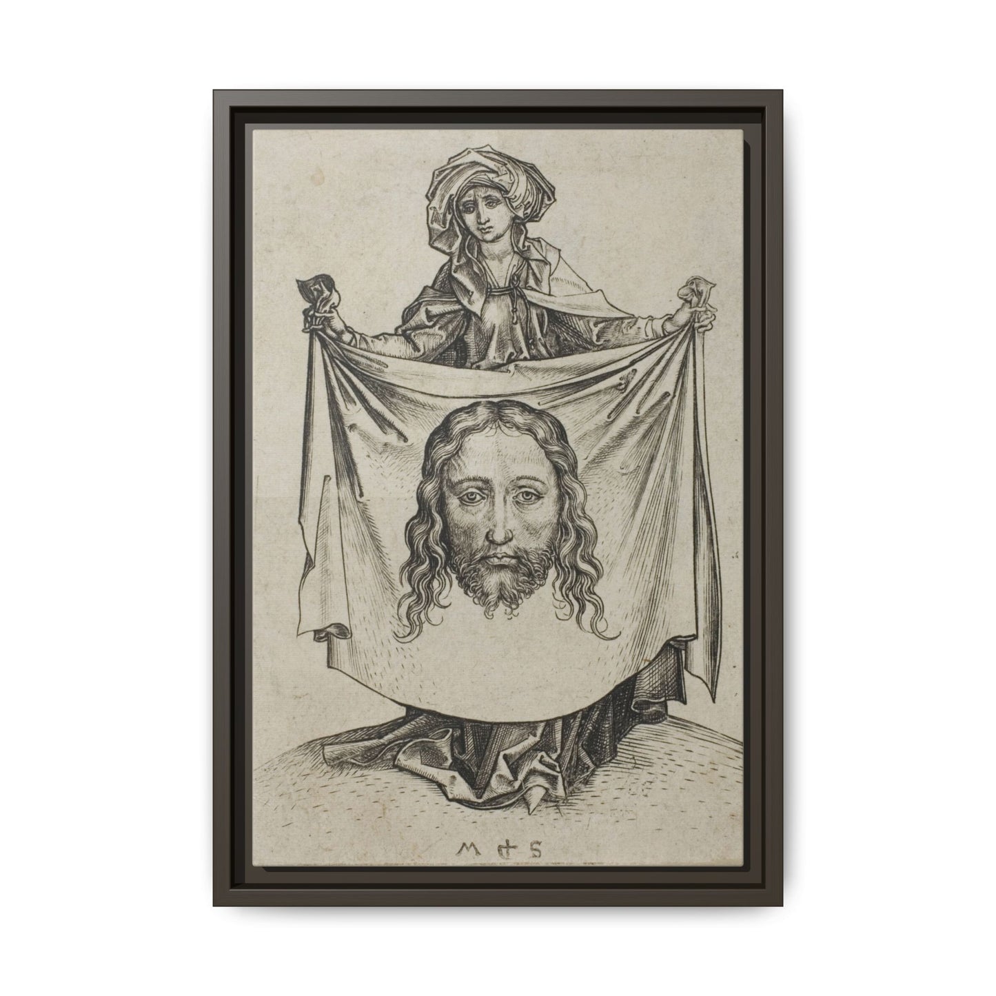 St. Veronica – Renaissance Engraving. The Holy Face. Matte. Framed canvas.