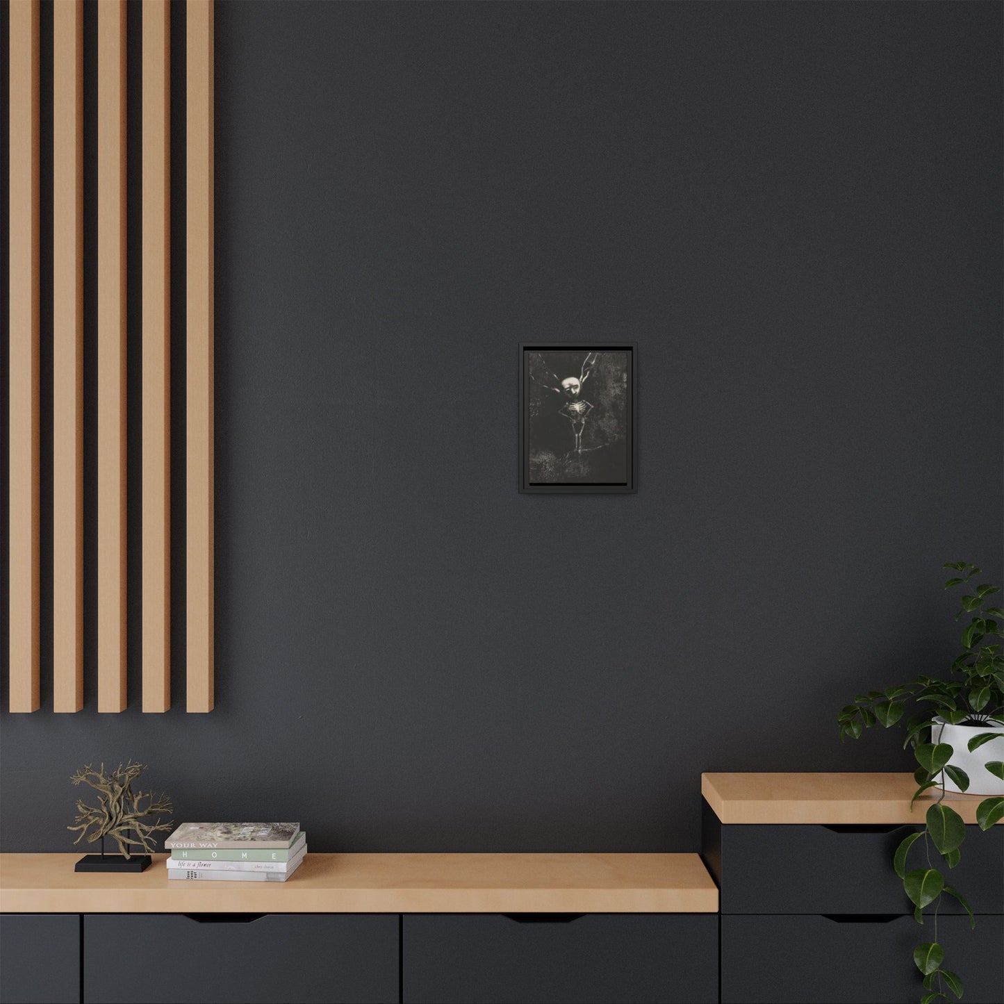 Dark Surreal Skeleton Art Print — Framed Matte Canvas