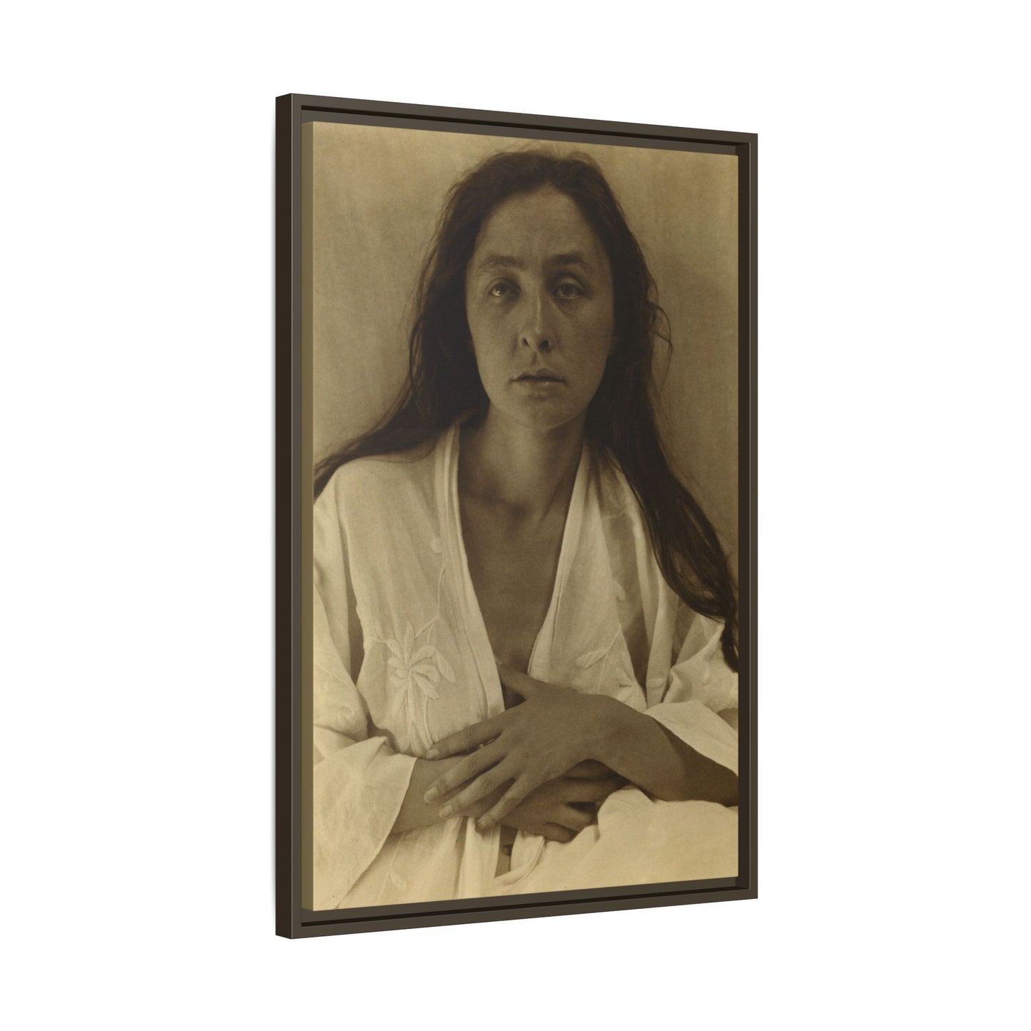 The Gaze of the Desert. Georgia O’Keeffe portrait. Matte. Framed canvas.
