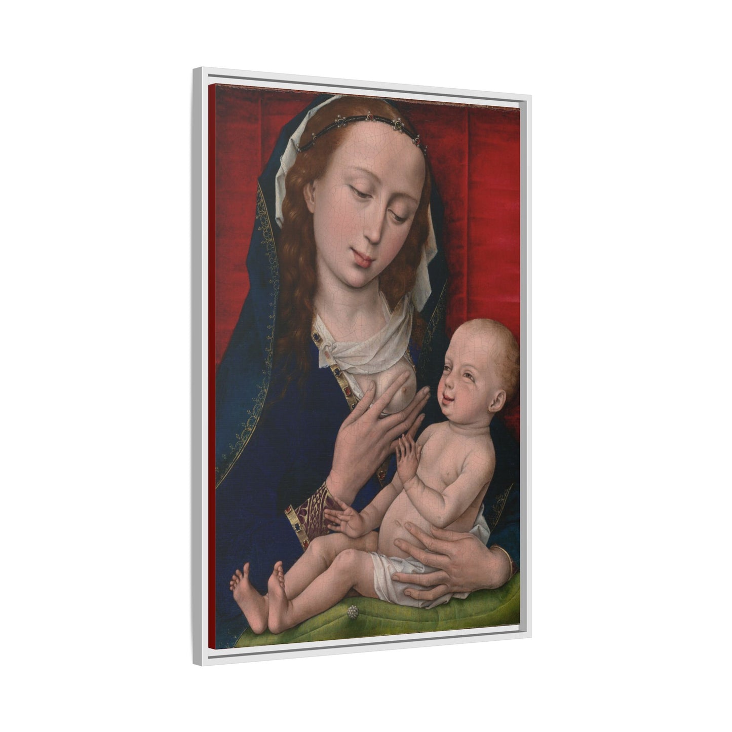 Madonna and Child. Renaissance Painting. Matte. Framed canvas.