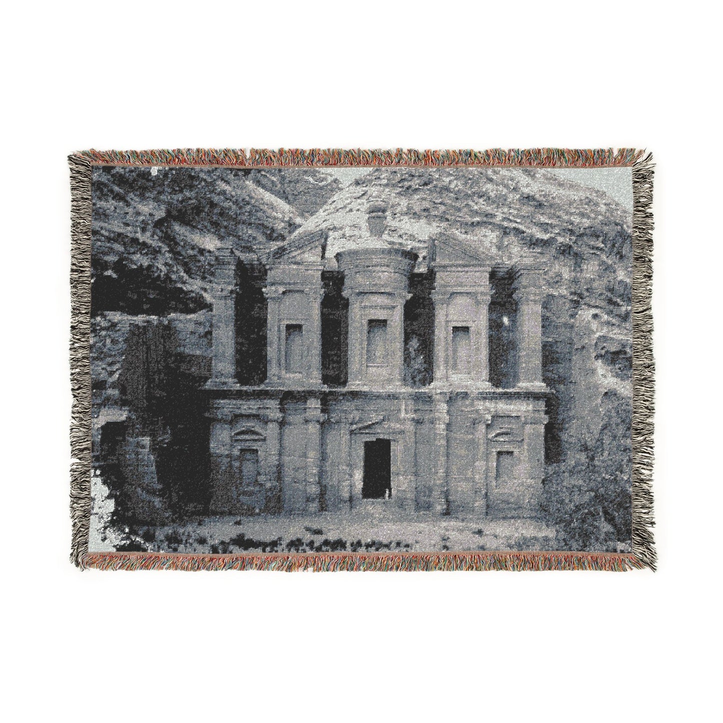 Authentic 1898 Petra Al-Khazne Treasury Woven Blanket | Nabataean Rose City Historical Photo
