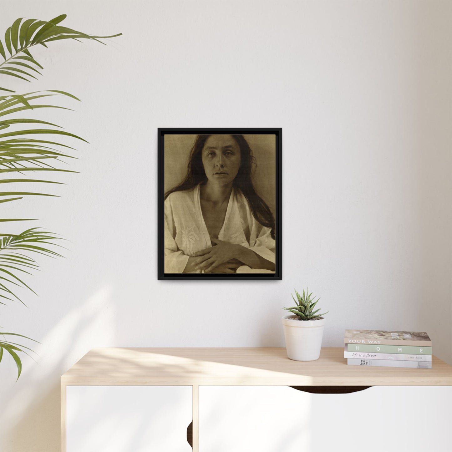 The Gaze of the Desert. Georgia O’Keeffe portrait. Matte. Framed canvas.