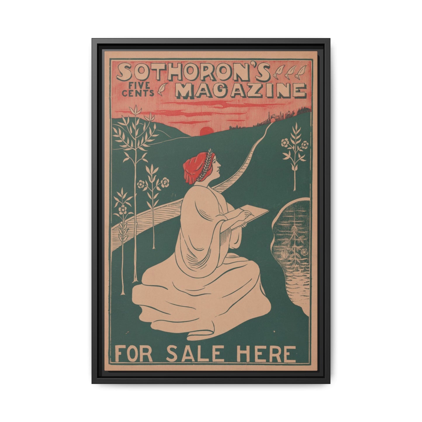 Sothoron’s Five Cents Magazine, For Sale Here (c. 1915). Matte. Framed Canvas.