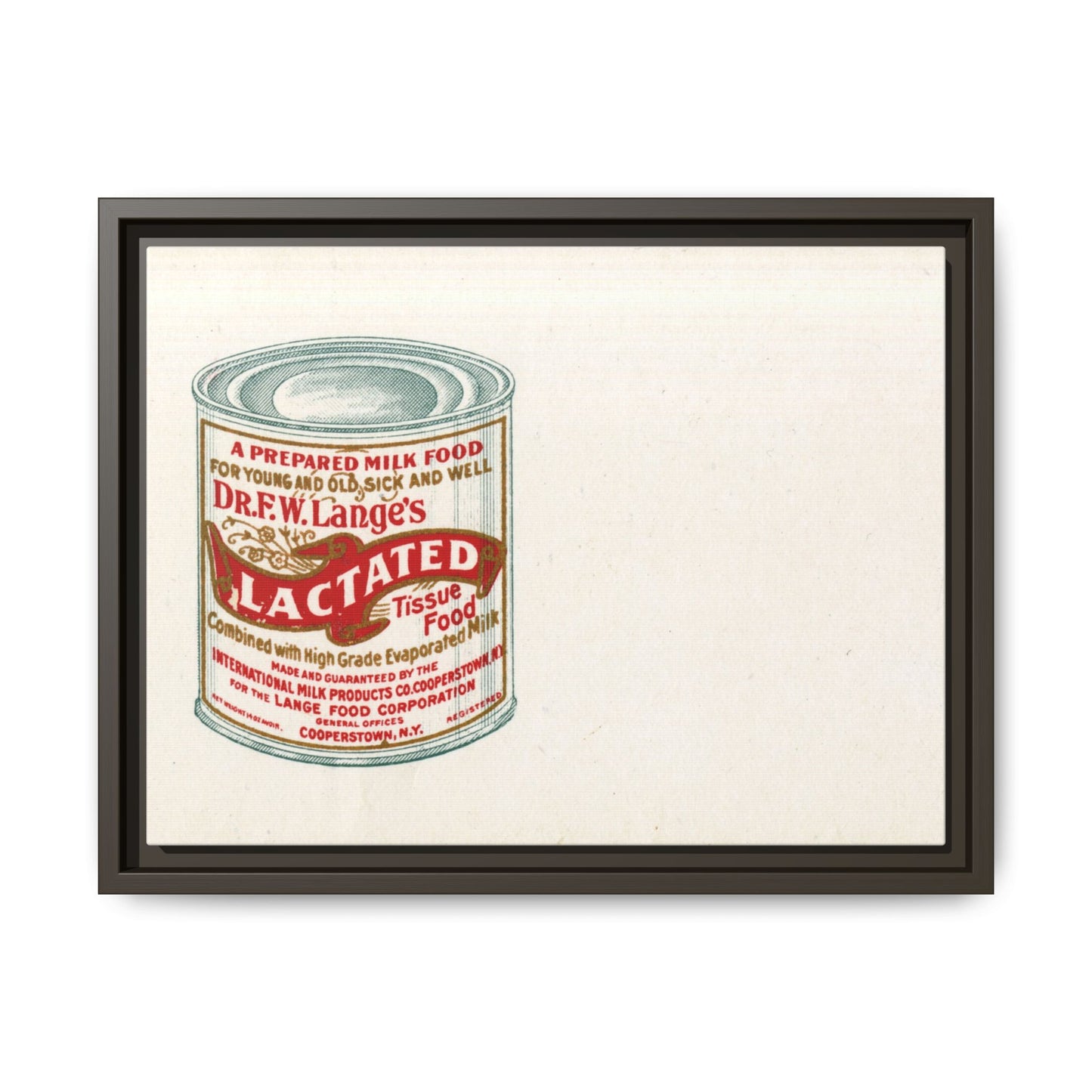 Vintage Lactated Milk Canvass Framed Print
