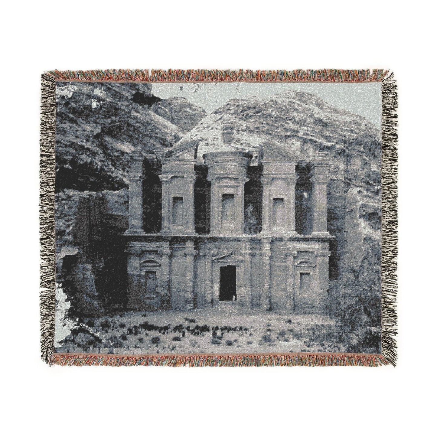 Authentic 1898 Petra Al-Khazne Treasury Woven Blanket | Nabataean Rose City Historical Photo