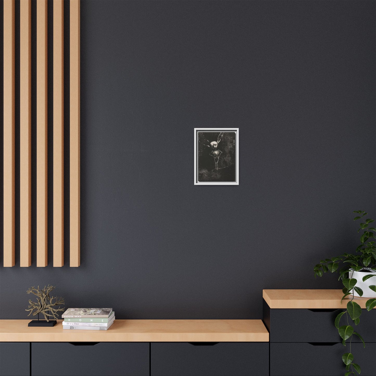 Dark Surreal Skeleton Art Print — Framed Matte Canvas