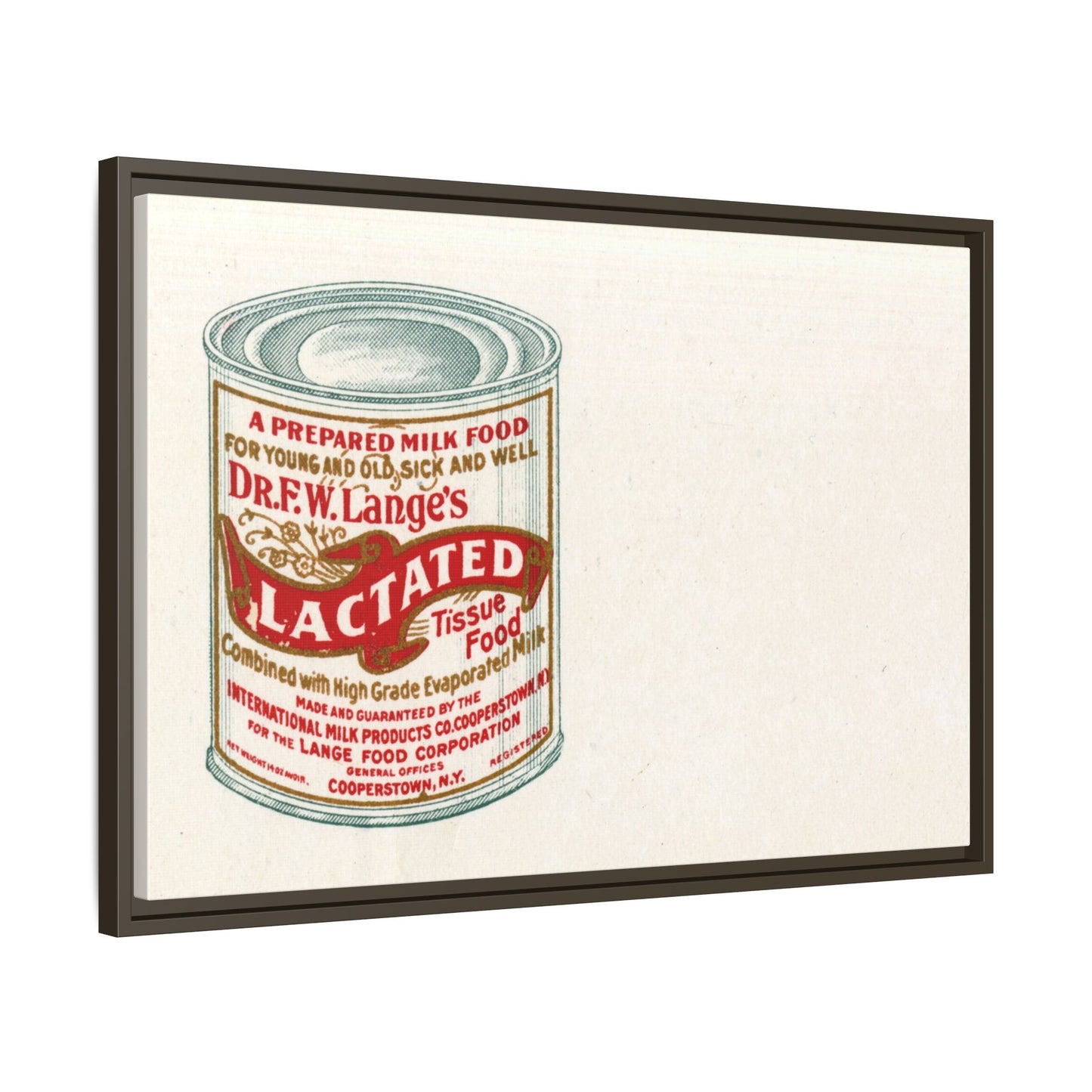Vintage Lactated Milk Canvass Framed Print