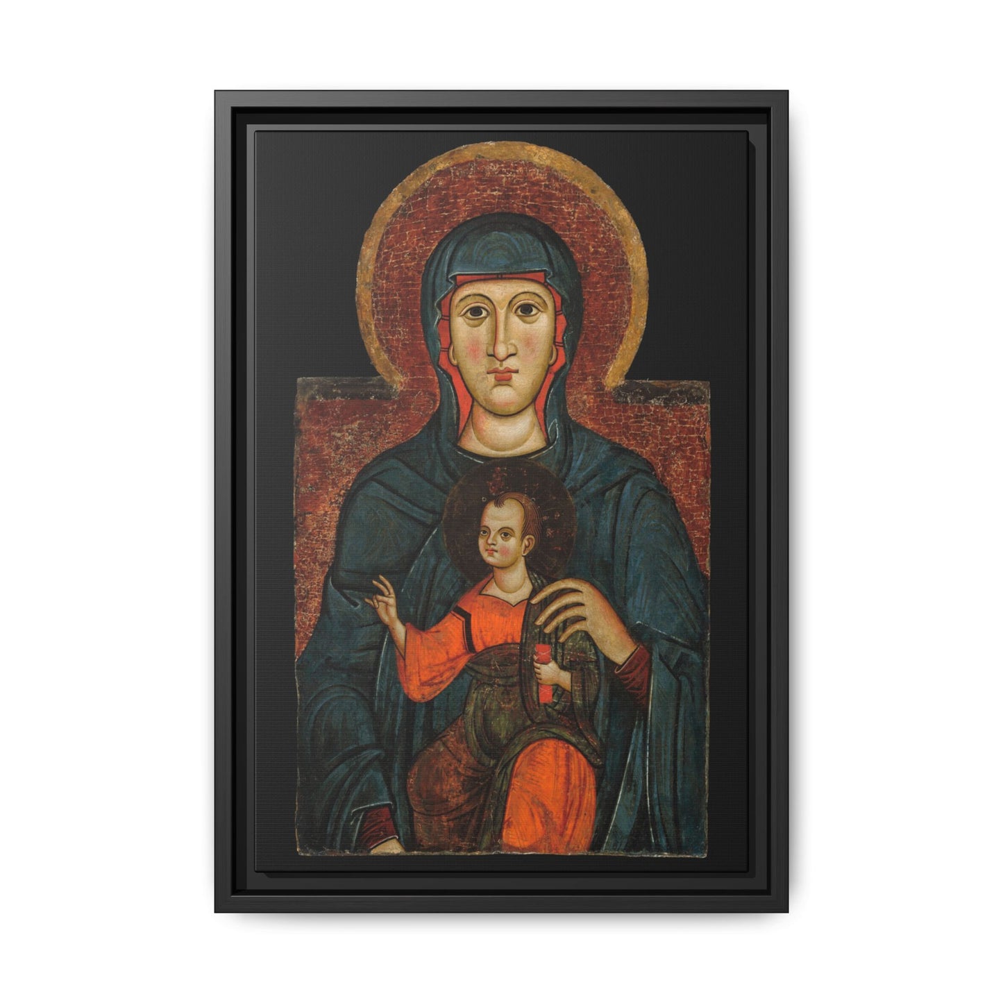 Virgin and Child – Byzantine Icon. The Eternal Child. Matte. Framed canvas.
