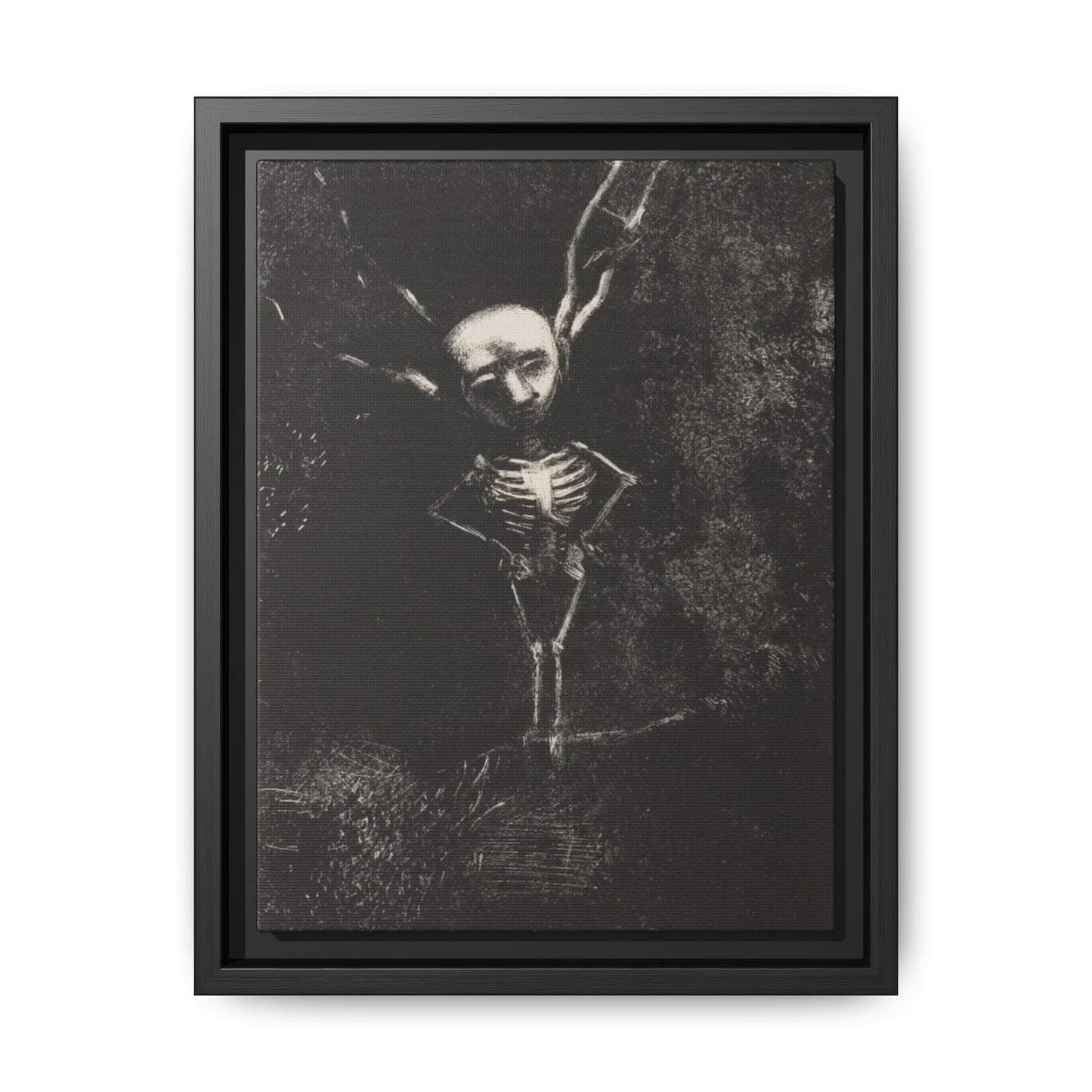 Dark Surreal Skeleton Art Print — Framed Matte Canvas