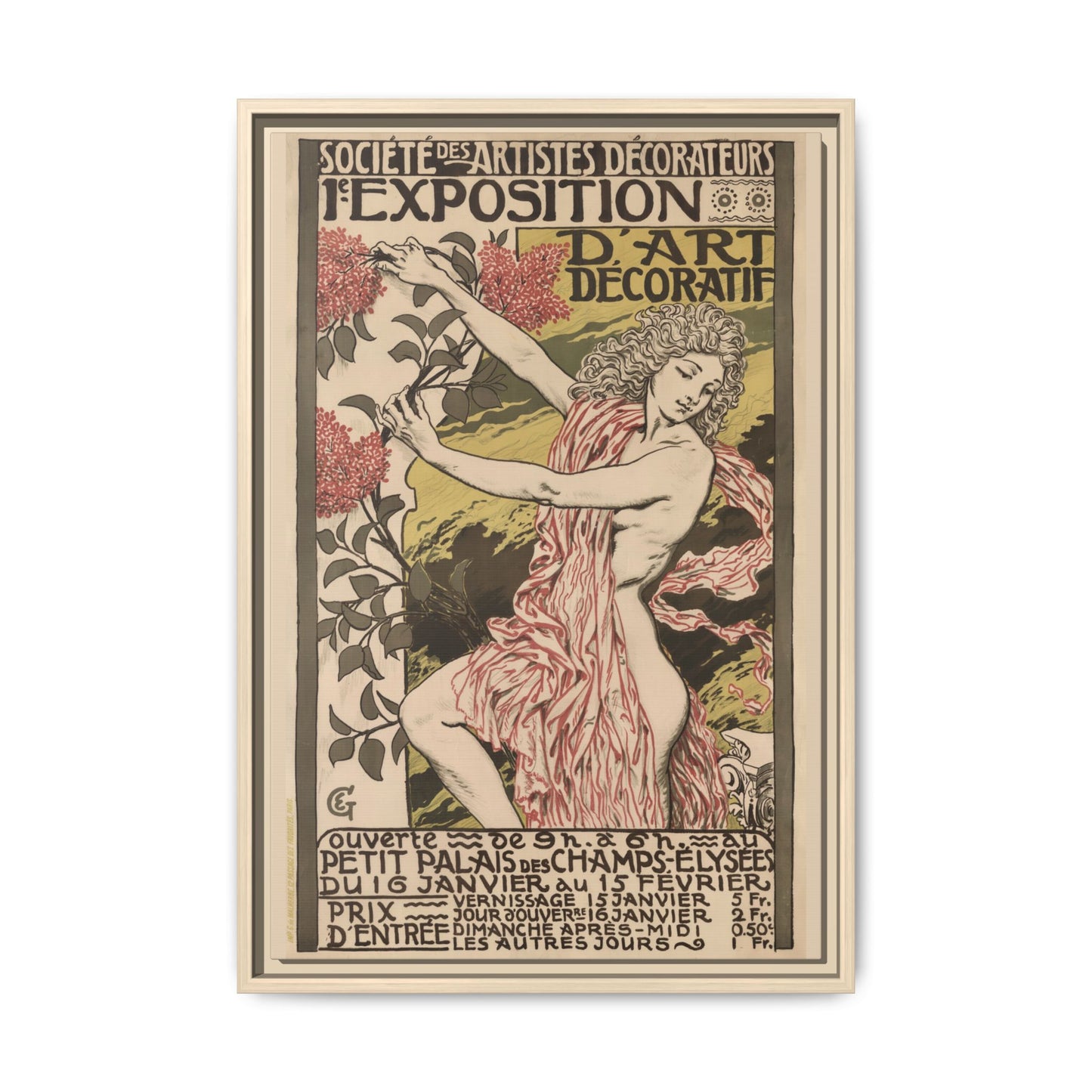 1re Exposition d’Art Décoratif Poster (Société des Artistes Décorateurs, 1912). Matte. Framed Canvas.
