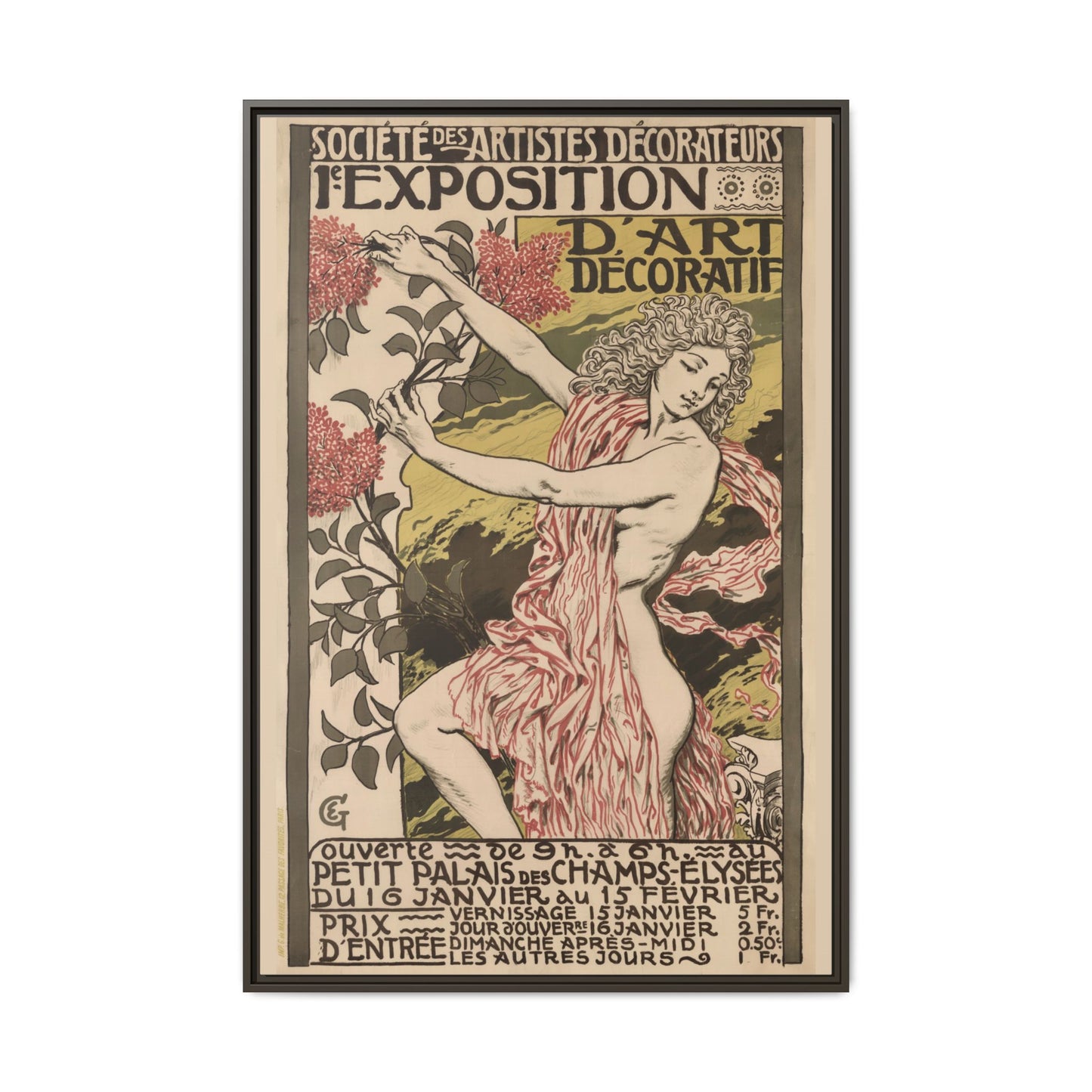 1re Exposition d’Art Décoratif Poster (Société des Artistes Décorateurs, 1912). Matte. Framed Canvas.