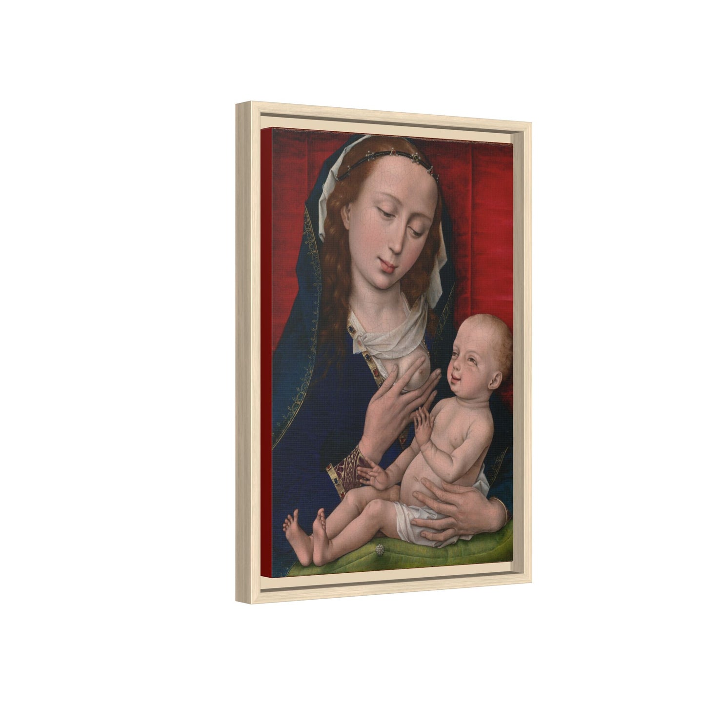 Madonna and Child. Renaissance Painting. Matte. Framed canvas.