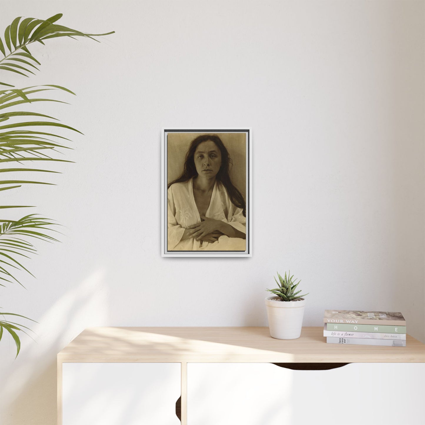 The Gaze of the Desert. Georgia O’Keeffe portrait. Matte. Framed canvas.
