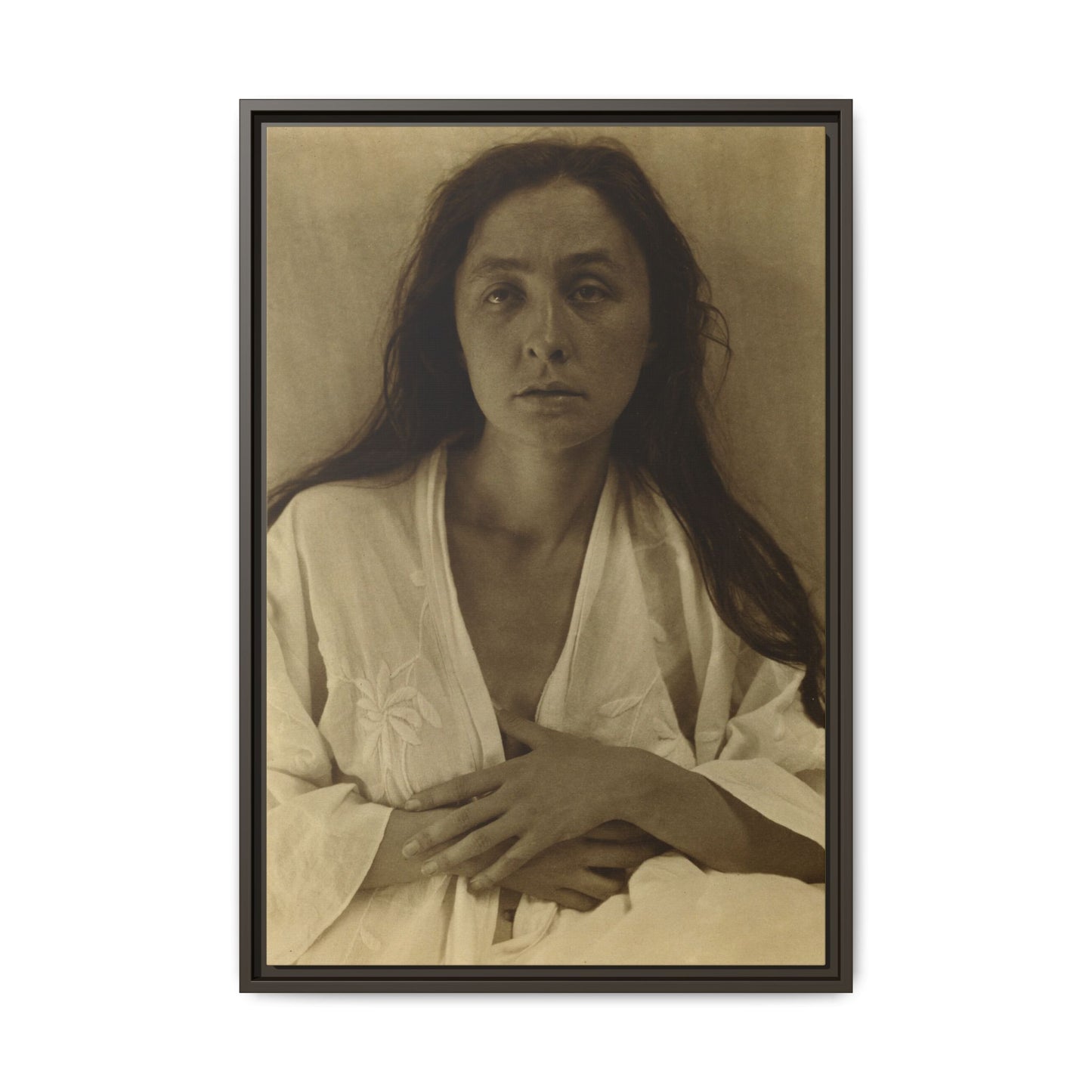 The Gaze of the Desert. Georgia O’Keeffe portrait. Matte. Framed canvas.