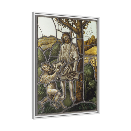 The Hanging of Judas – Renaissance Stained Glass. Matte. Framed canvas.
