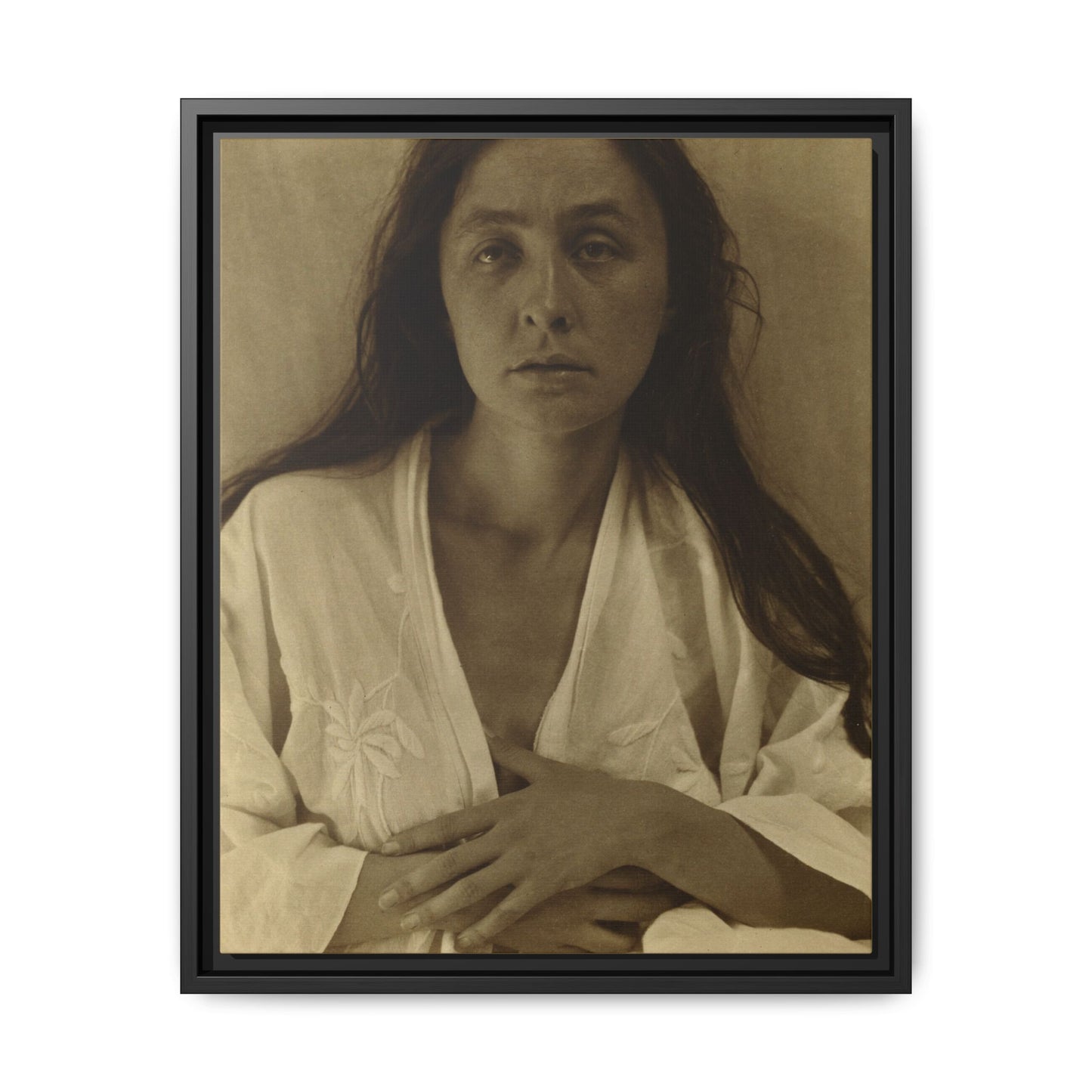 The Gaze of the Desert. Georgia O’Keeffe portrait. Matte. Framed canvas.
