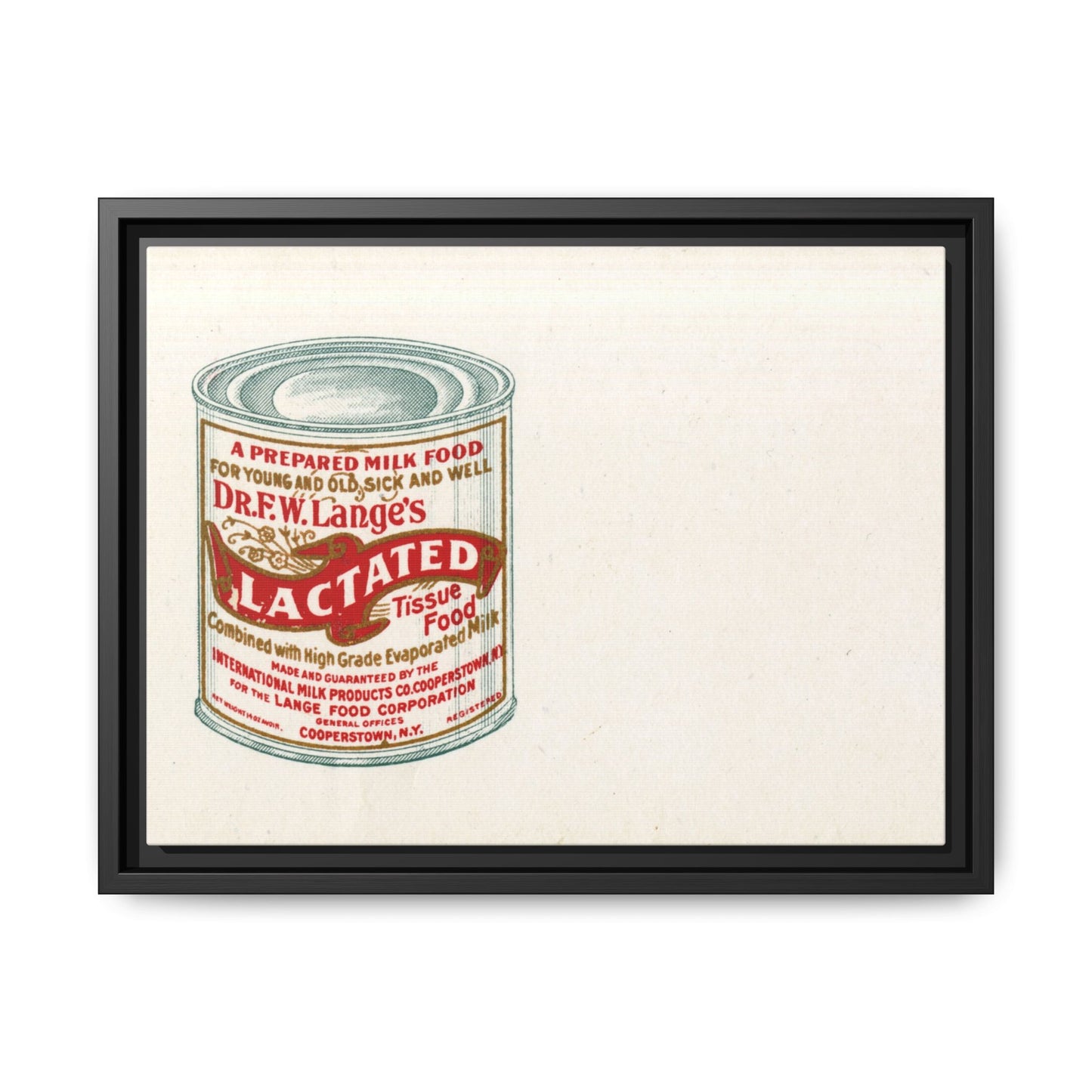 Vintage Lactated Milk Canvass Framed Print