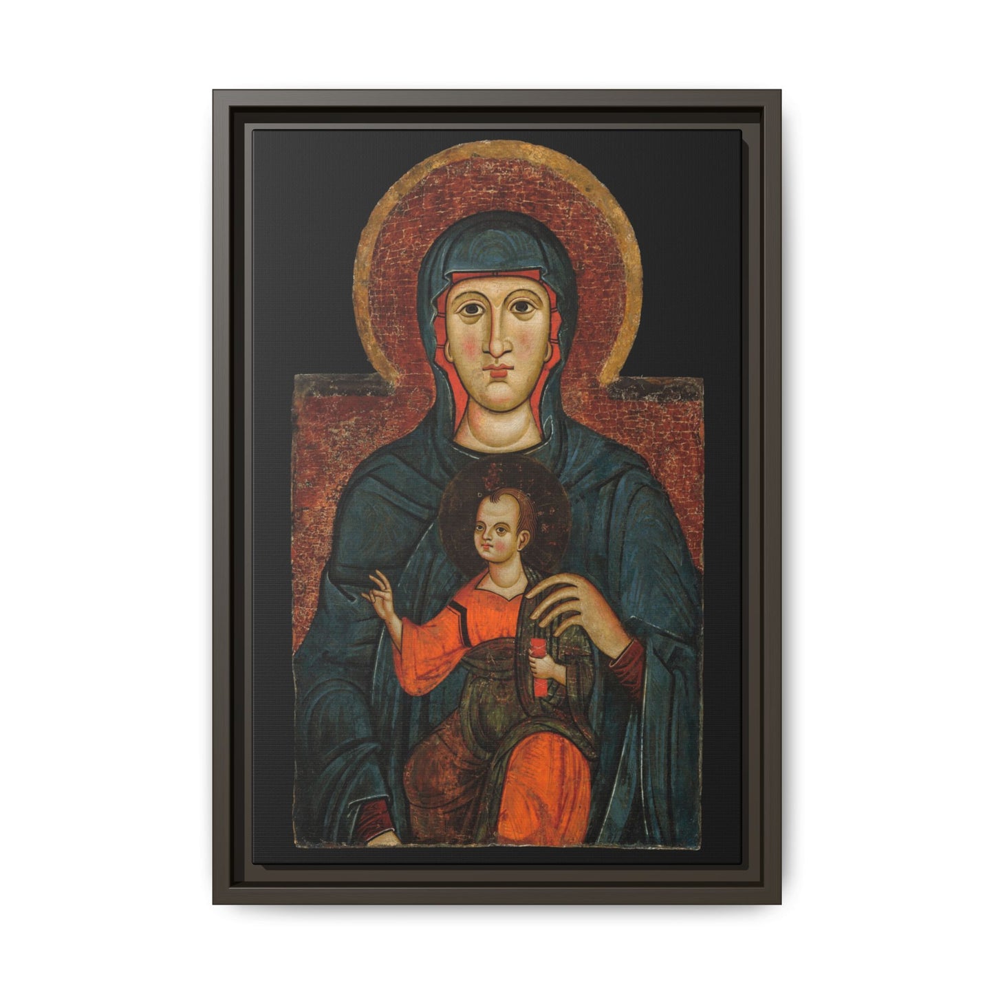 Virgin and Child – Byzantine Icon. The Eternal Child. Matte. Framed canvas.
