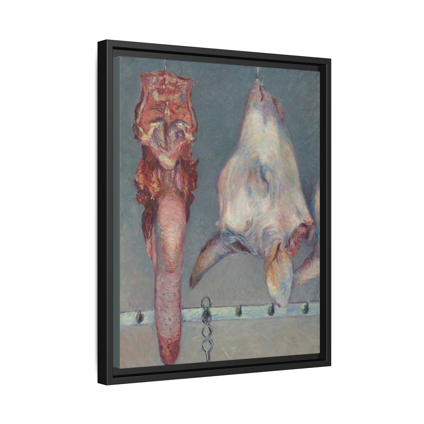 Butcher Shop Still Life – Calf’s Head and Ox Tongue, 1899 (Lovis Corinth). Matte. Framed canvas.