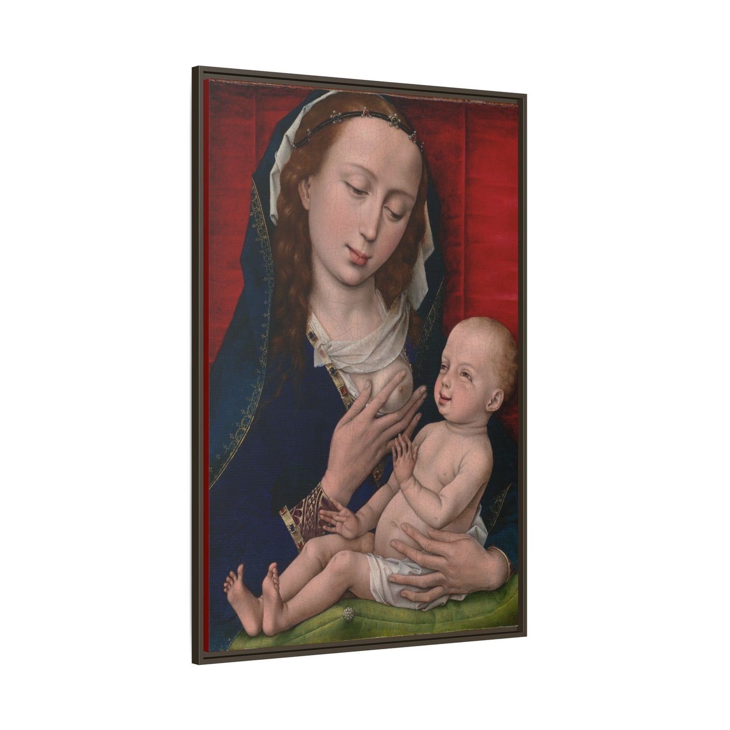 Madonna and Child. Renaissance Painting. Matte. Framed canvas.