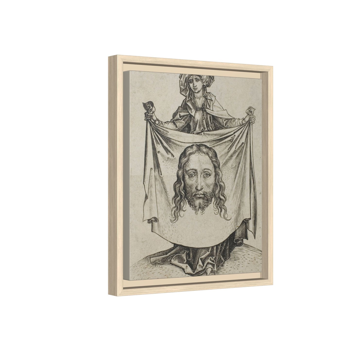 St. Veronica – Renaissance Engraving. The Holy Face. Matte. Framed canvas.