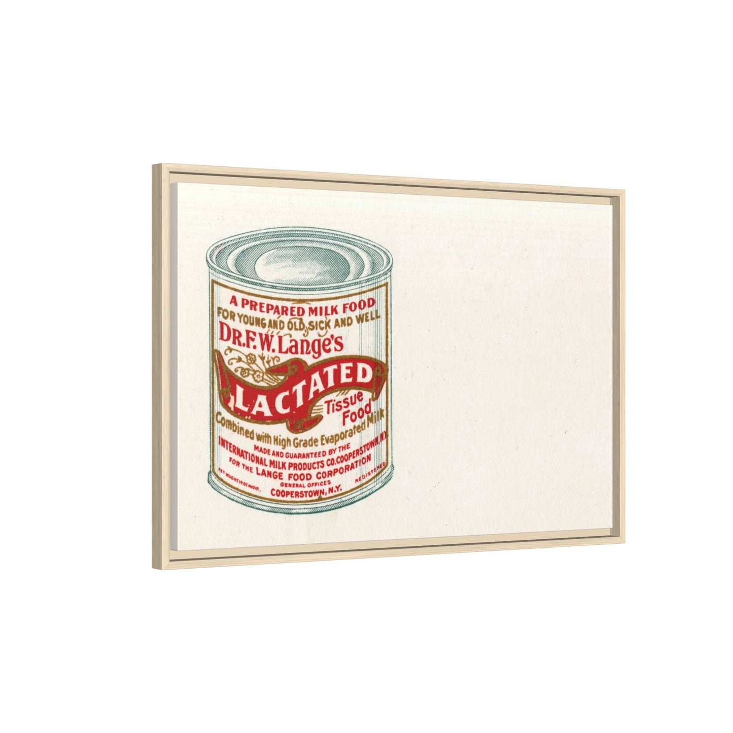 Vintage Lactated Milk Canvass Framed Print