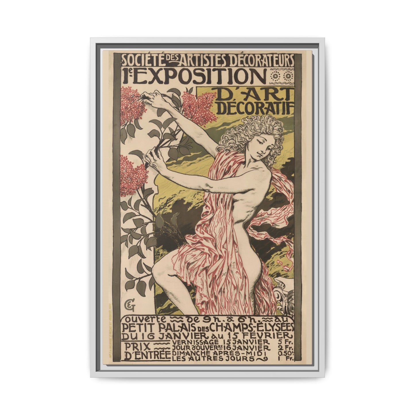 1re Exposition d’Art Décoratif Poster (Société des Artistes Décorateurs, 1912). Matte. Framed Canvas.