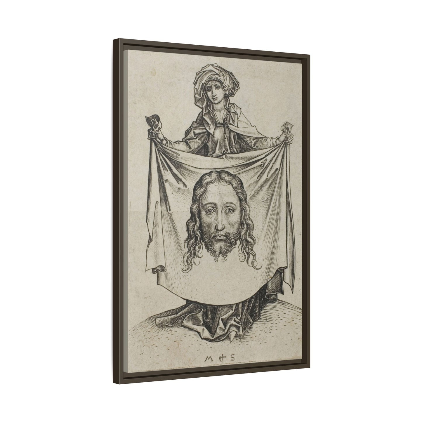 St. Veronica – Renaissance Engraving. The Holy Face. Matte. Framed canvas.