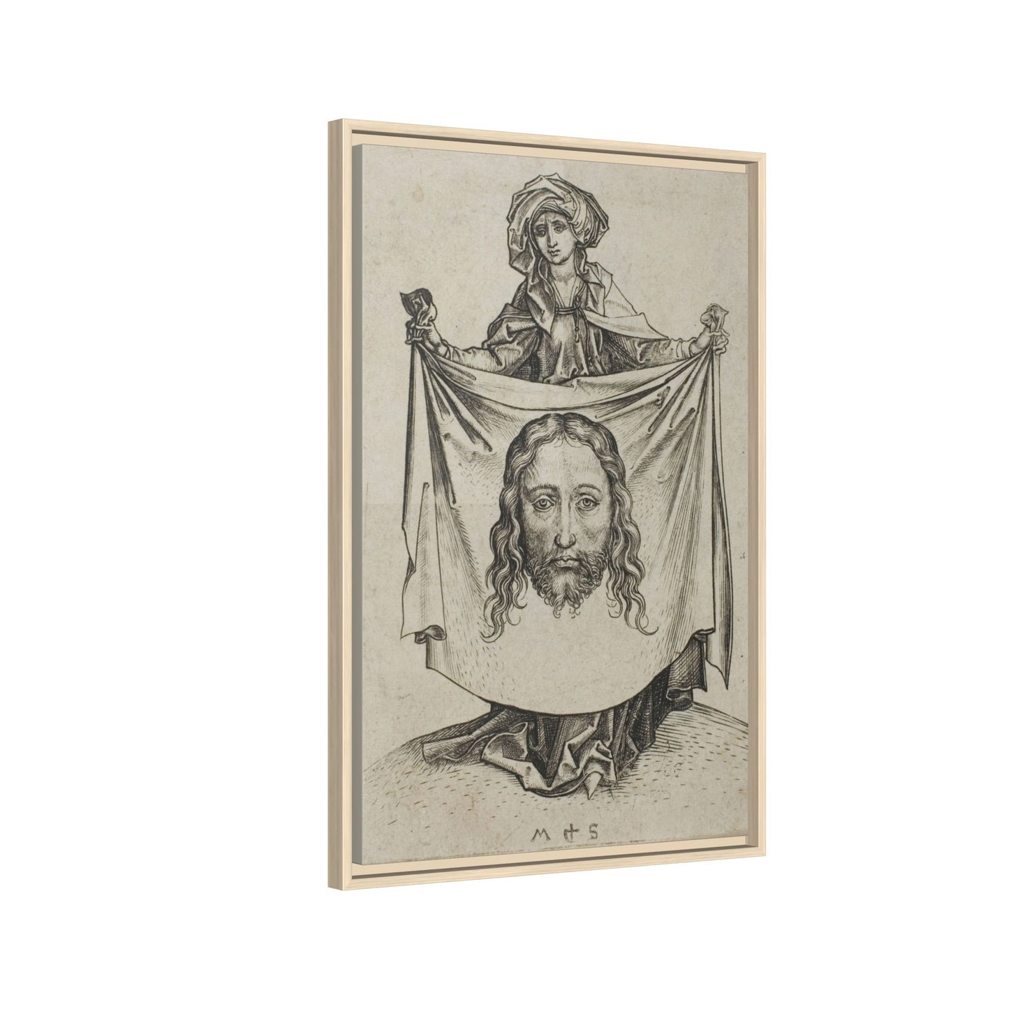 St. Veronica – Renaissance Engraving. The Holy Face. Matte. Framed canvas.