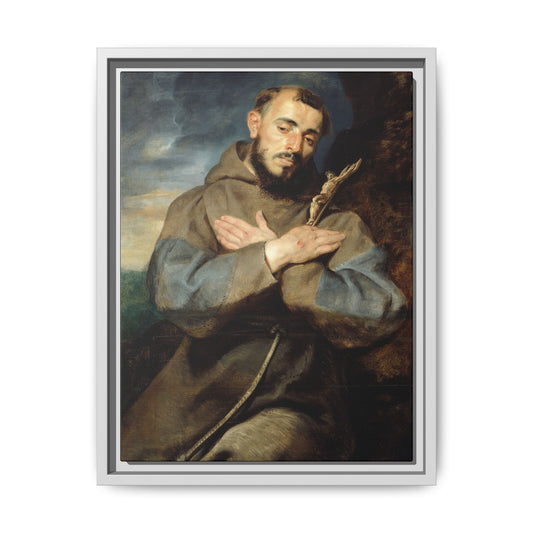 Saint Francis – Renaissance/Baroque Portrait. Classical. Matte. Framed canvas.