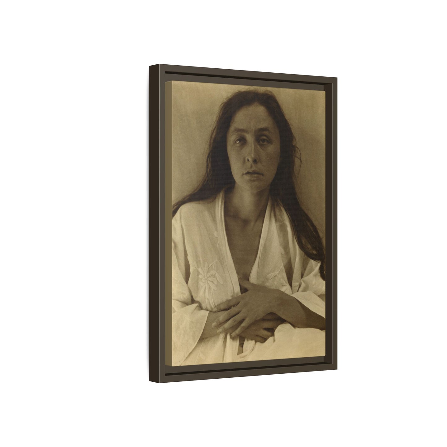 The Gaze of the Desert. Georgia O’Keeffe portrait. Matte. Framed canvas.