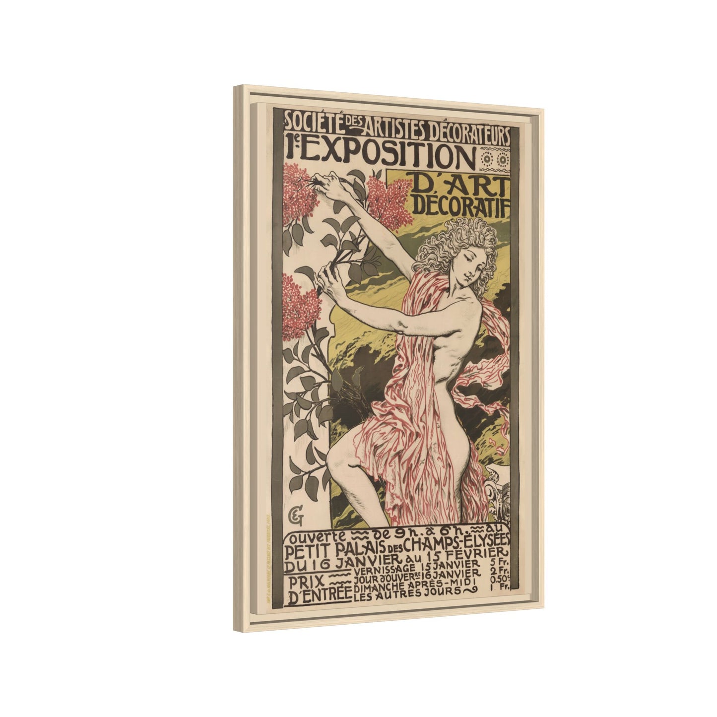 1re Exposition d’Art Décoratif Poster (Société des Artistes Décorateurs, 1912). Matte. Framed Canvas.