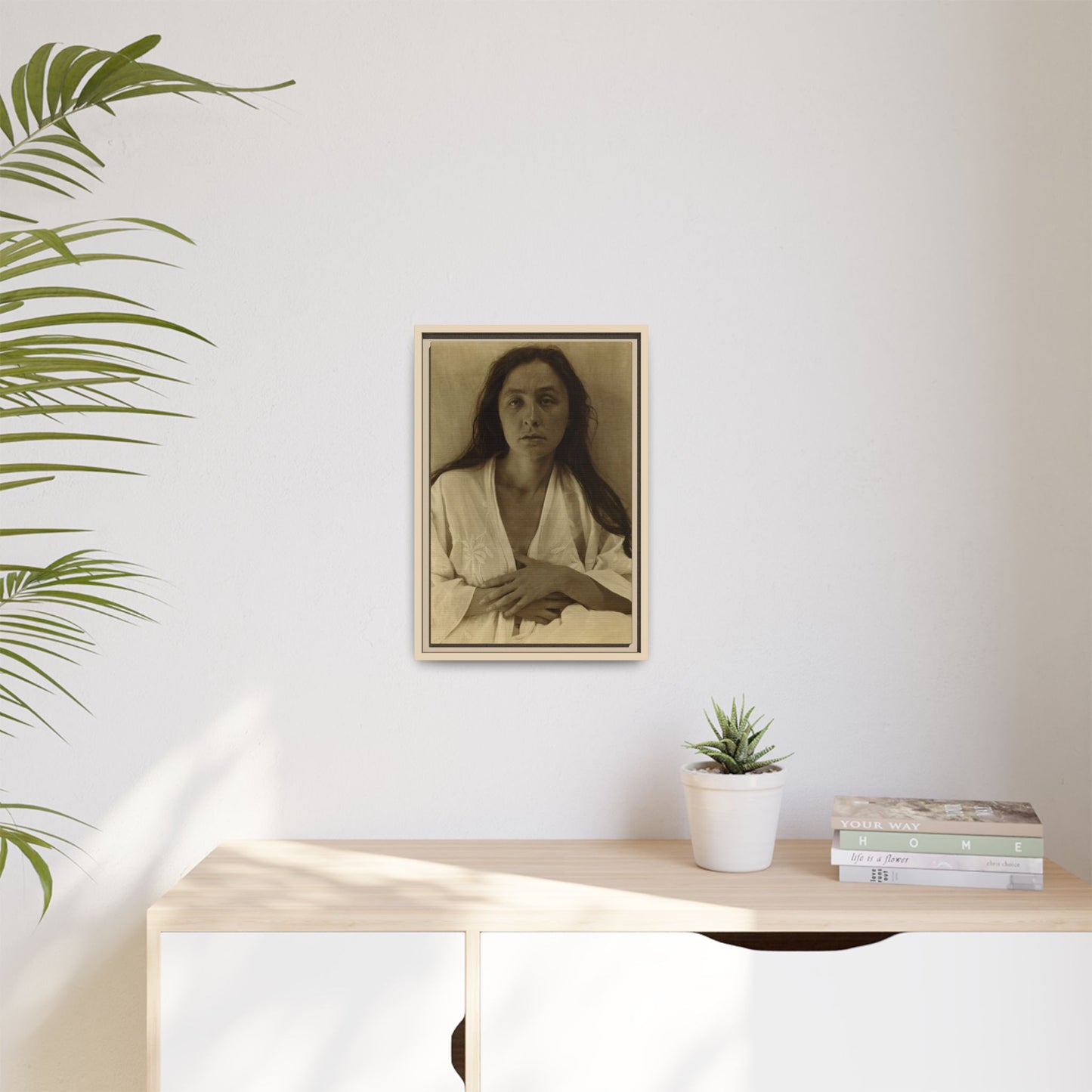 The Gaze of the Desert. Georgia O’Keeffe portrait. Matte. Framed canvas.