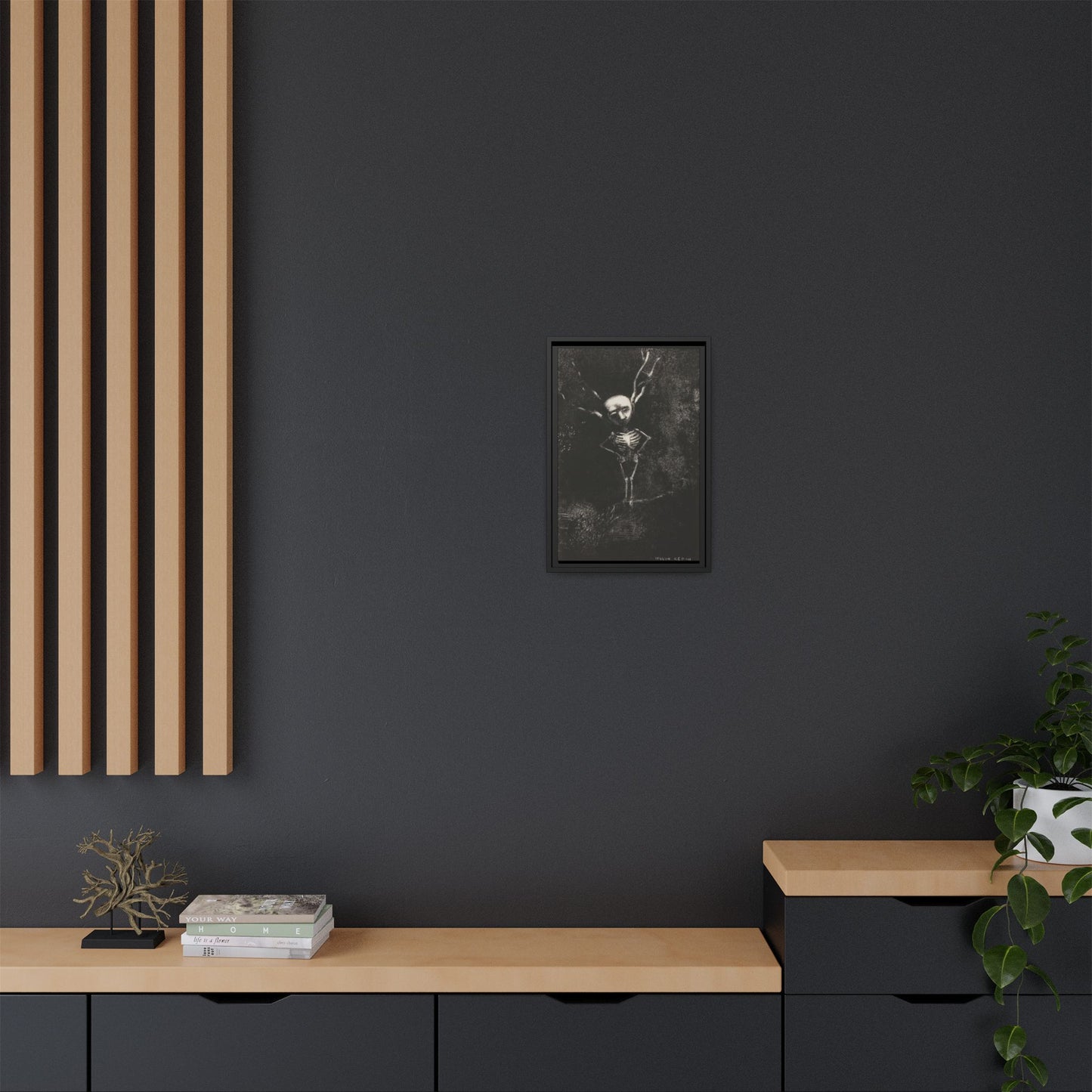 Dark Surreal Skeleton Art Print — Framed Matte Canvas