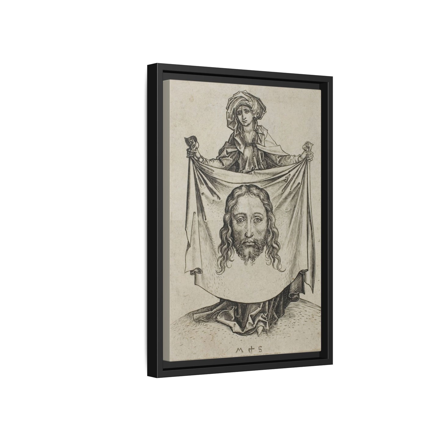 St. Veronica – Renaissance Engraving. The Holy Face. Matte. Framed canvas.