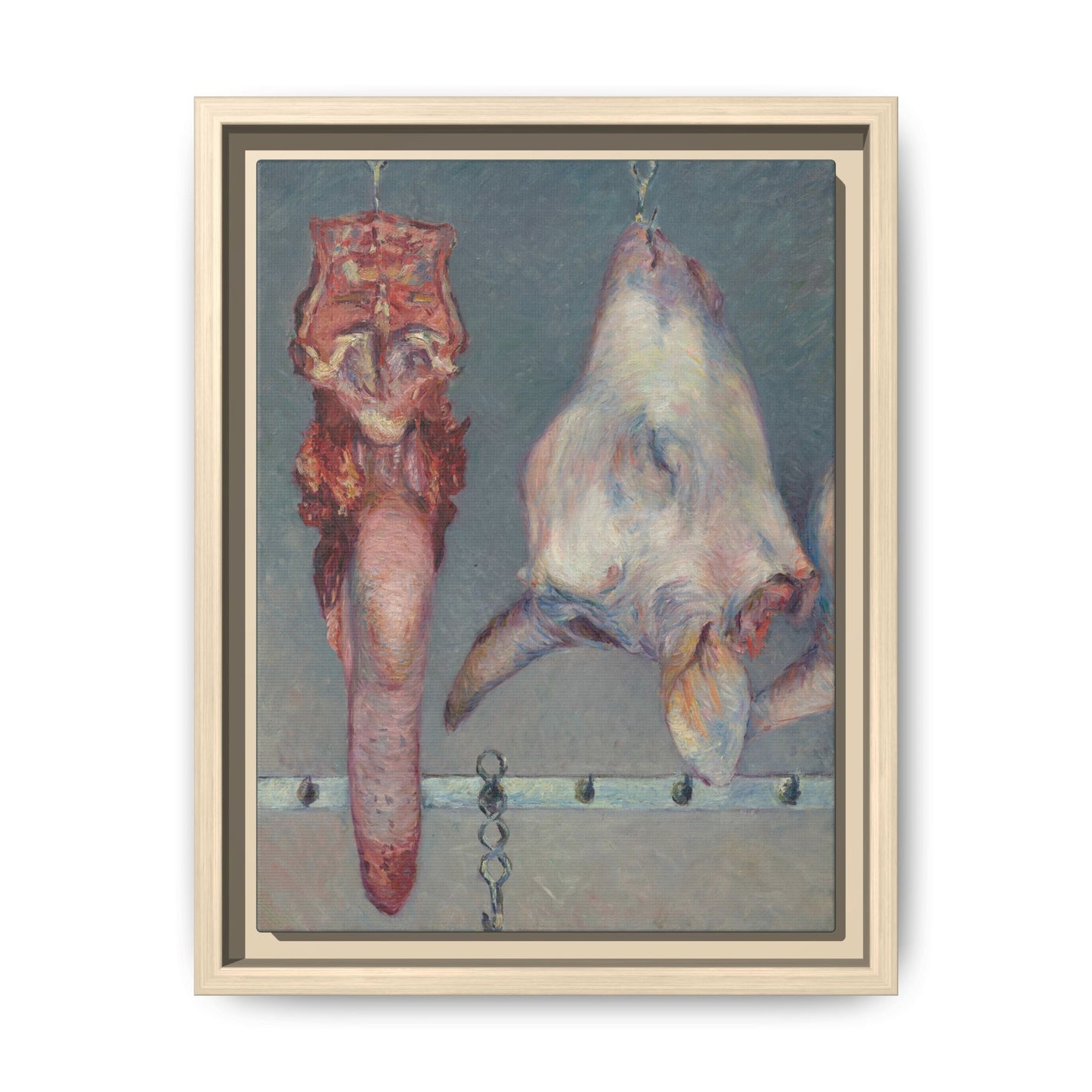 Butcher Shop Still Life – Calf’s Head and Ox Tongue, 1899 (Lovis Corinth). Matte. Framed canvas.
