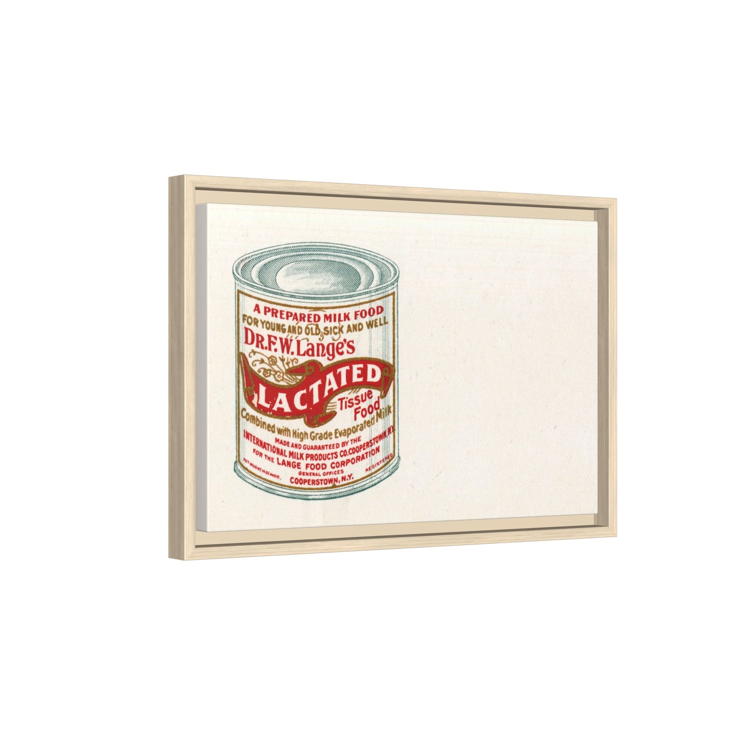 Vintage Lactated Milk Canvass Framed Print