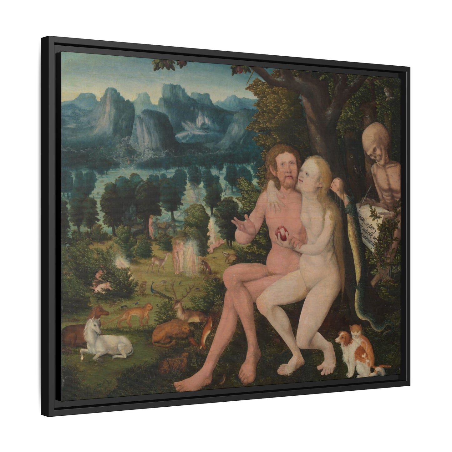 The Fall of Man with Scenes of the Creation – Renaissance Painting. Matte. Framed canvas.