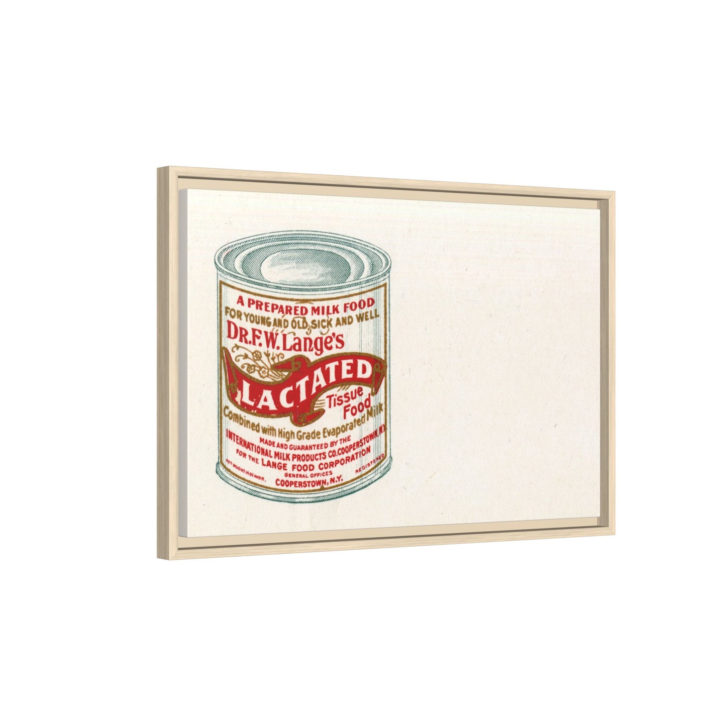 Vintage Lactated Milk Canvass Framed Print