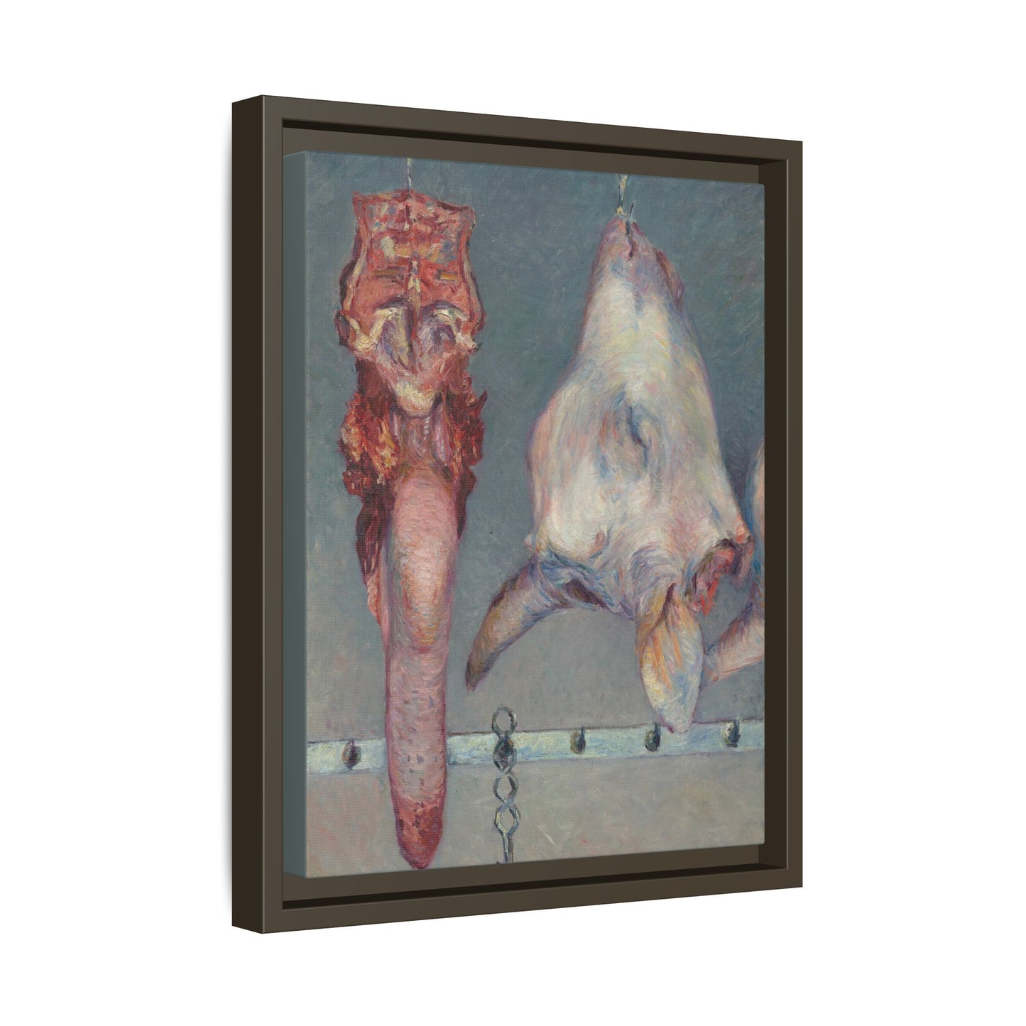 Butcher Shop Still Life – Calf’s Head and Ox Tongue, 1899 (Lovis Corinth). Matte. Framed canvas.