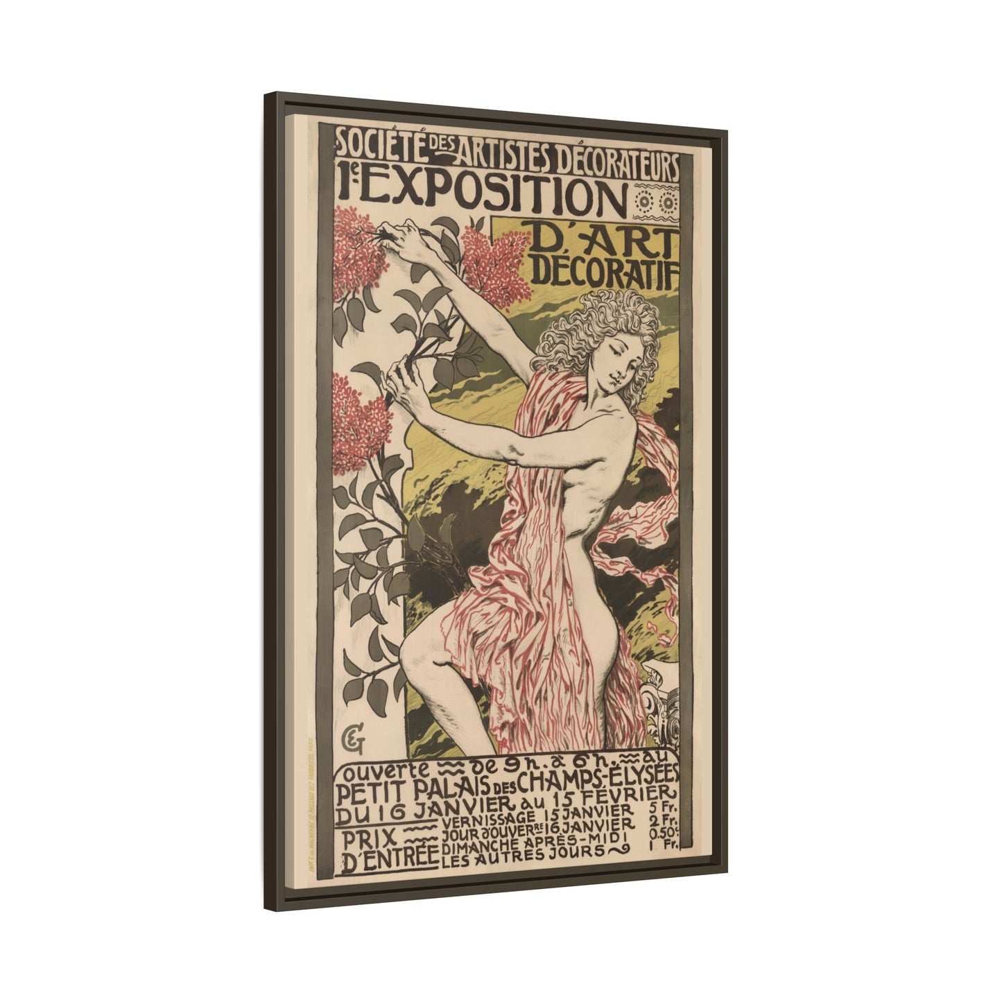 1re Exposition d’Art Décoratif Poster (Société des Artistes Décorateurs, 1912). Matte. Framed Canvas.