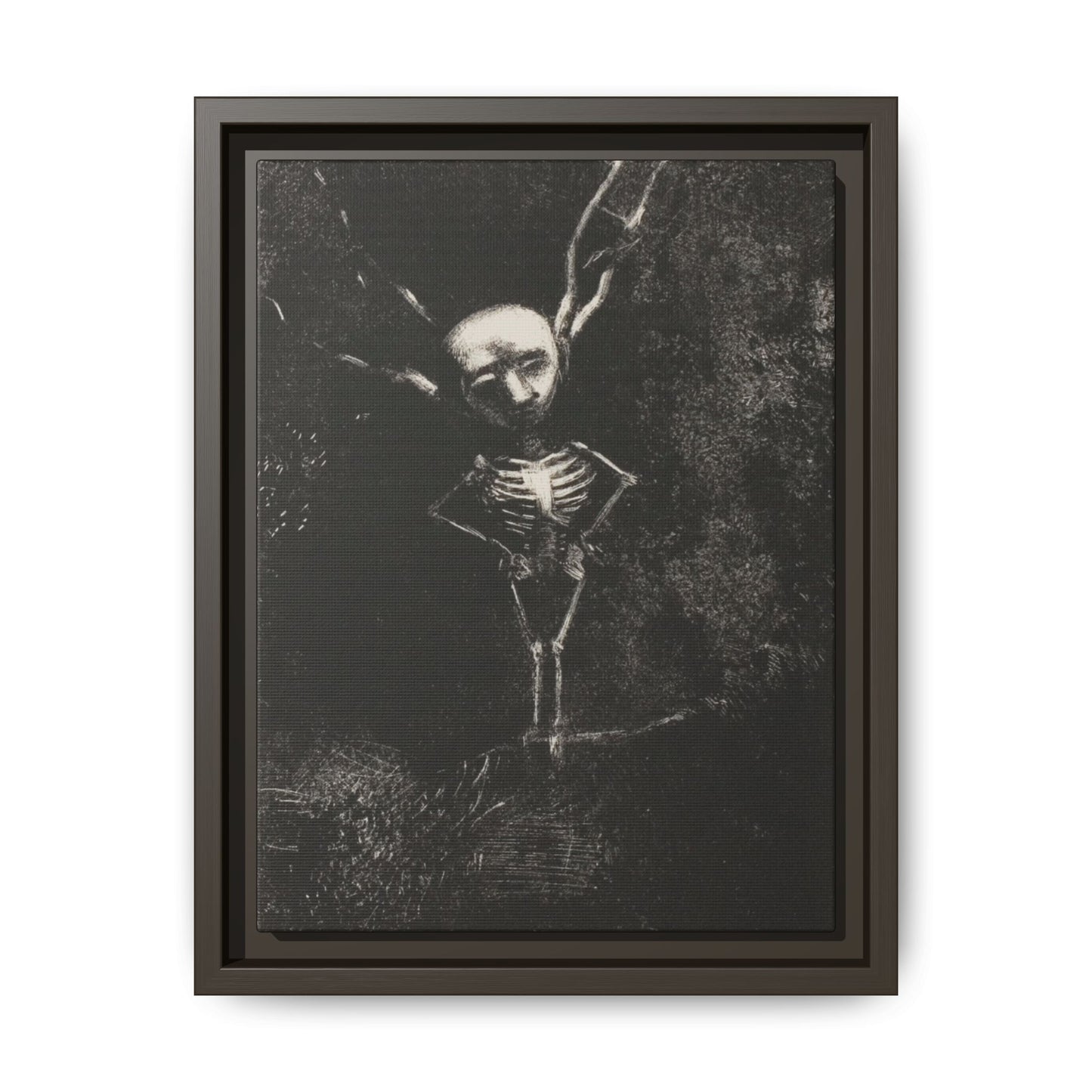 Dark Surreal Skeleton Art Print — Framed Matte Canvas