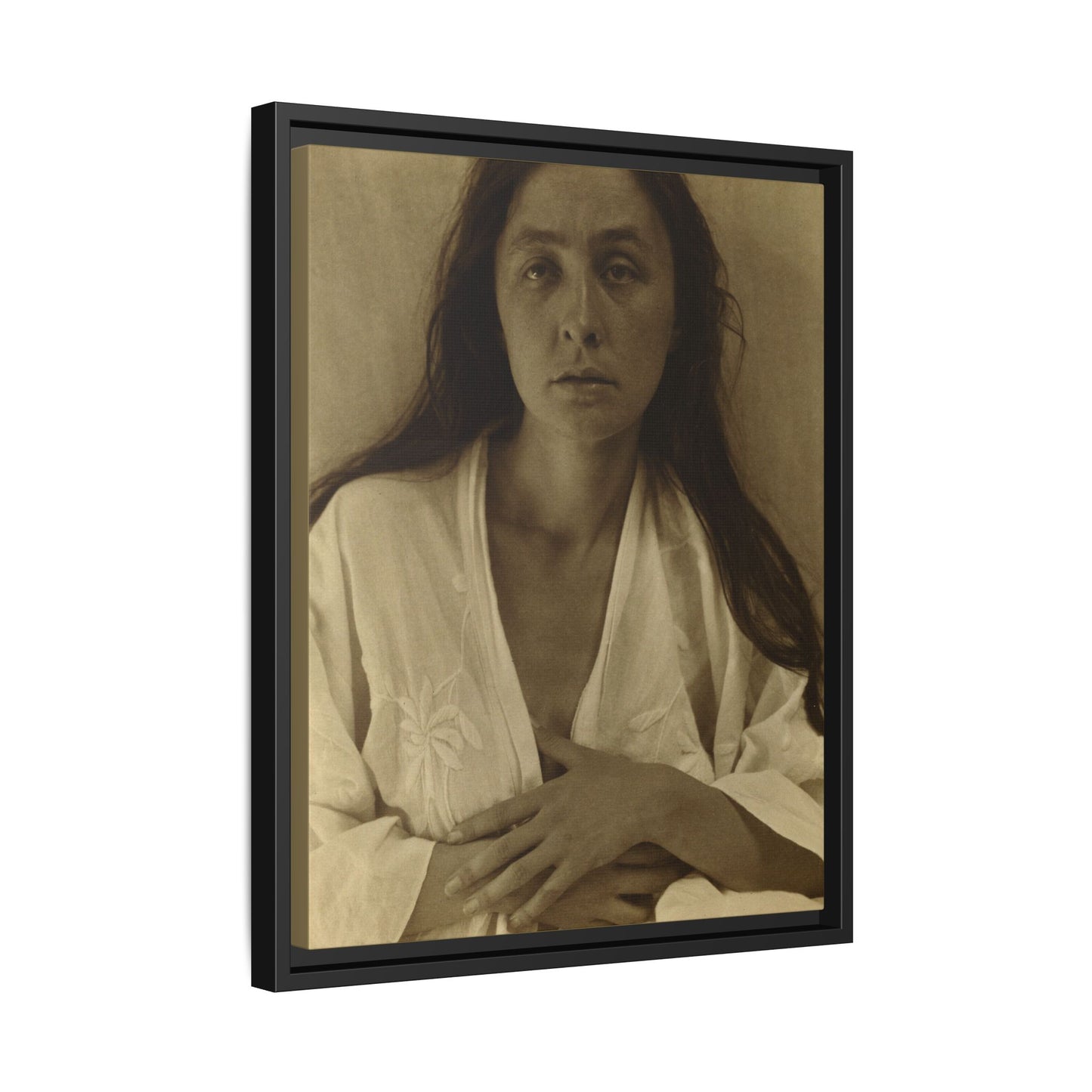 The Gaze of the Desert. Georgia O’Keeffe portrait. Matte. Framed canvas.