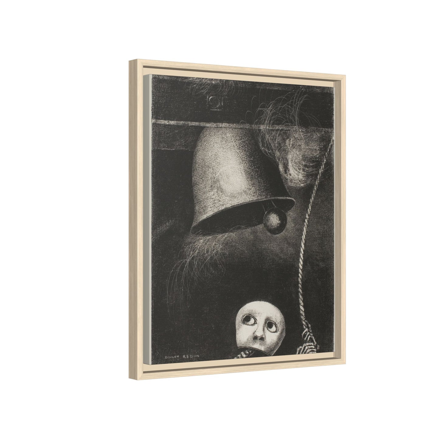 A Mask Sounds the Funeral Knell: Plate Three from In Dreams. Odilon Redon, Paris. Matte. Framed canvas.