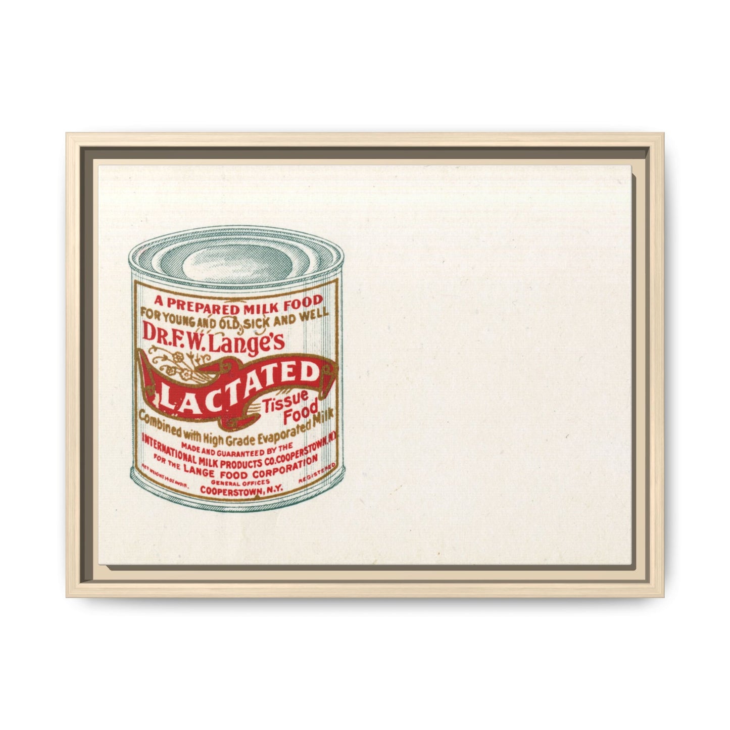 Vintage Lactated Milk Canvass Framed Print