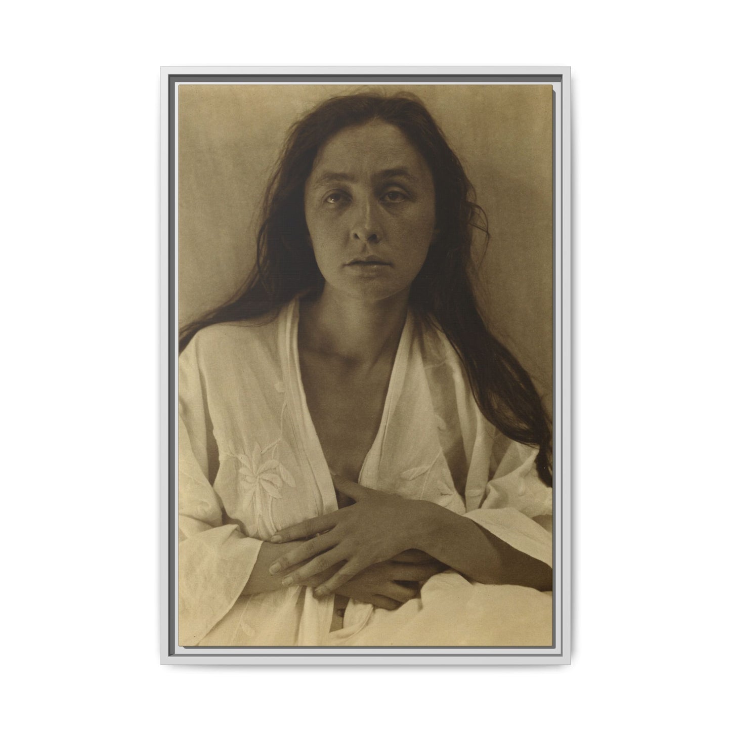 The Gaze of the Desert. Georgia O’Keeffe portrait. Matte. Framed canvas.
