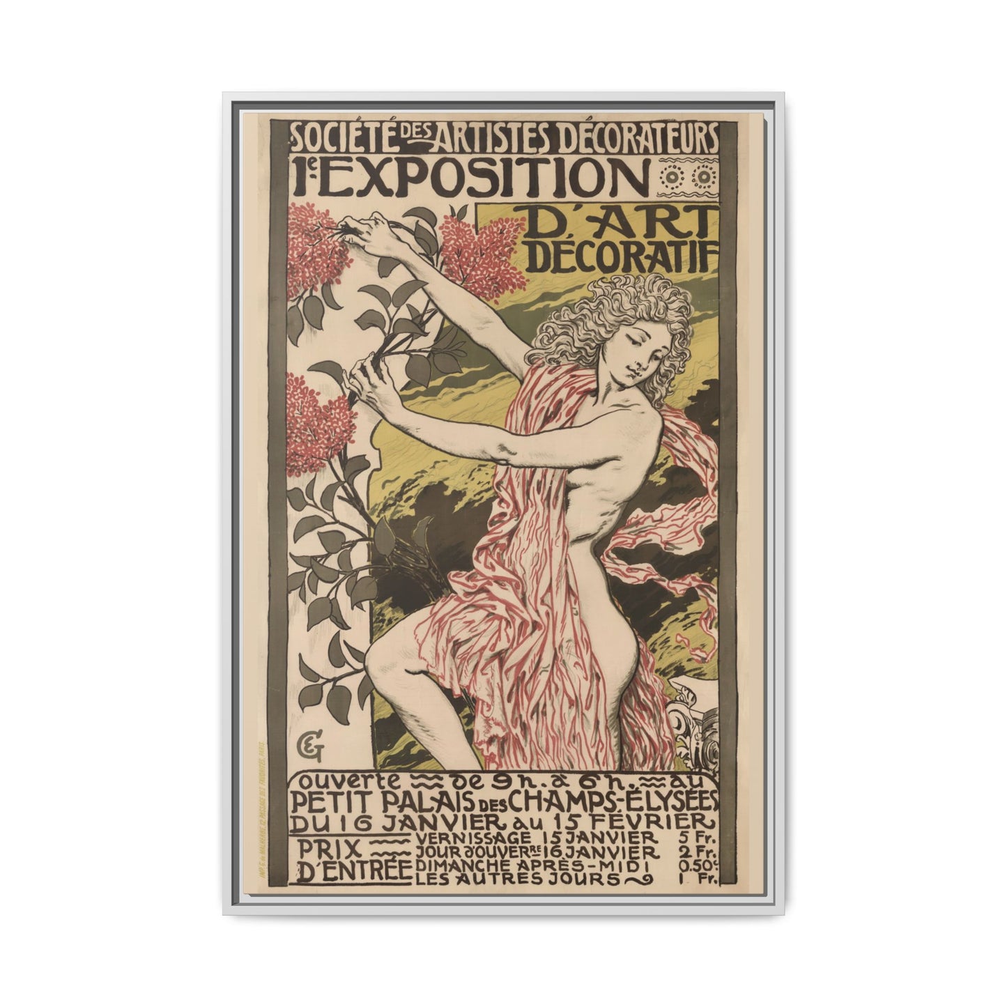 1re Exposition d’Art Décoratif Poster (Société des Artistes Décorateurs, 1912). Matte. Framed Canvas.