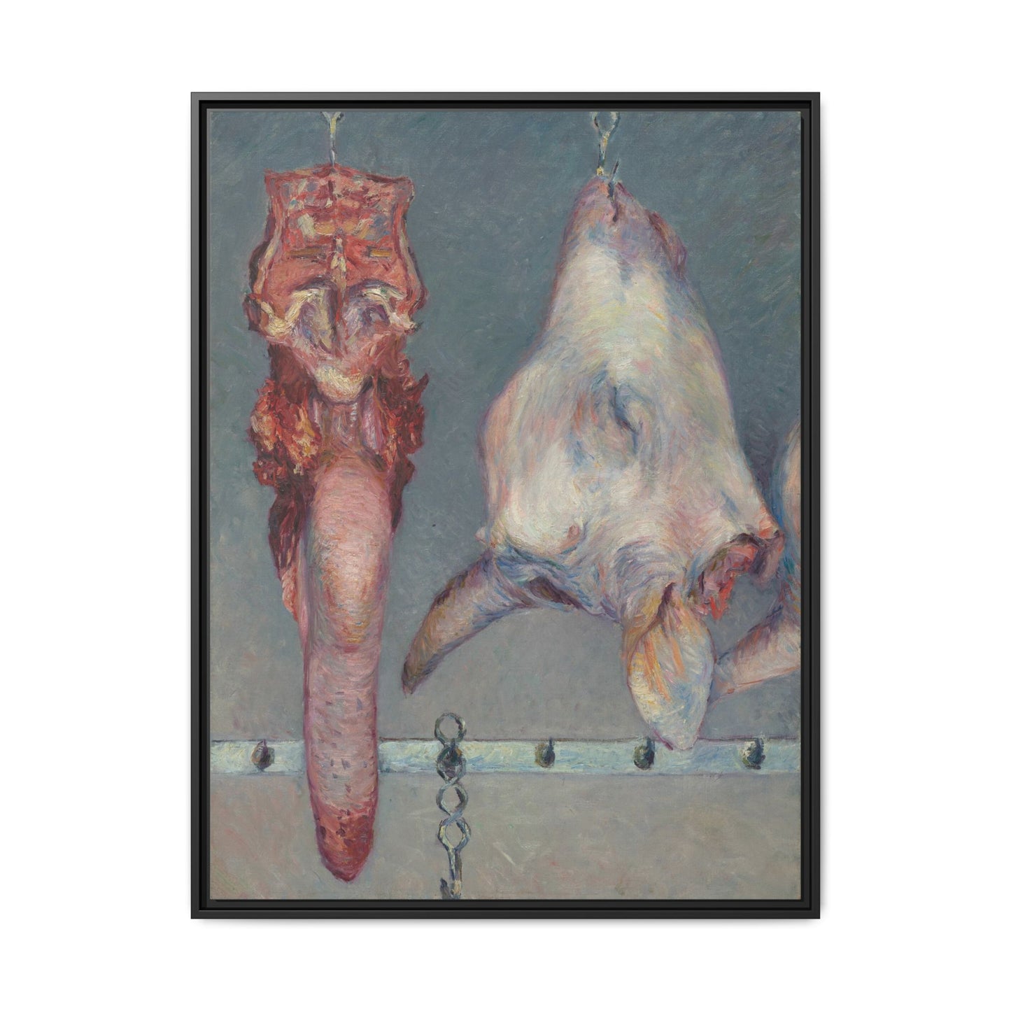 Butcher Shop Still Life – Calf’s Head and Ox Tongue, 1899 (Lovis Corinth). Matte. Framed canvas.