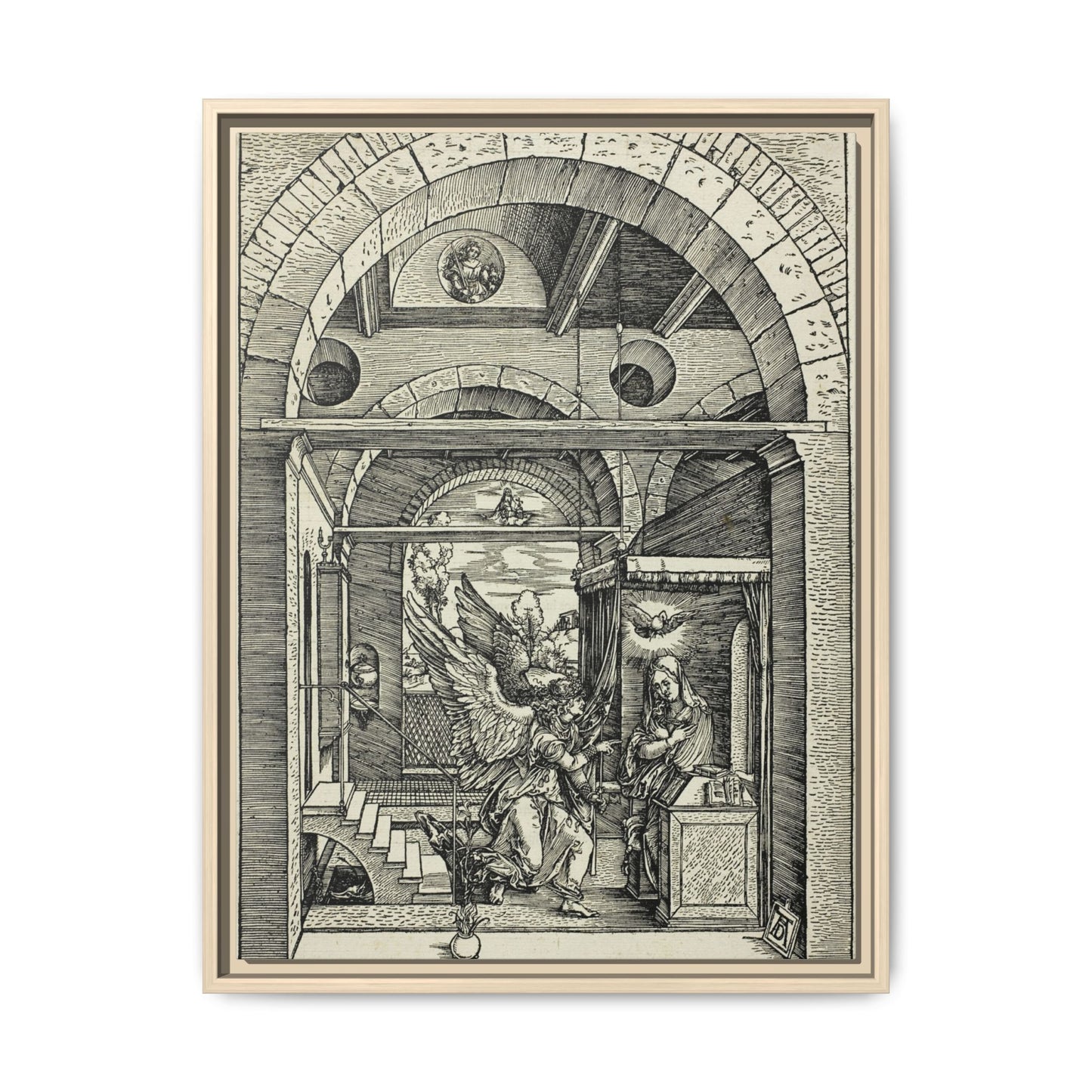 The Annunciation – From The Life of the Virgin. Matte. Renaissance. Framed canvas.