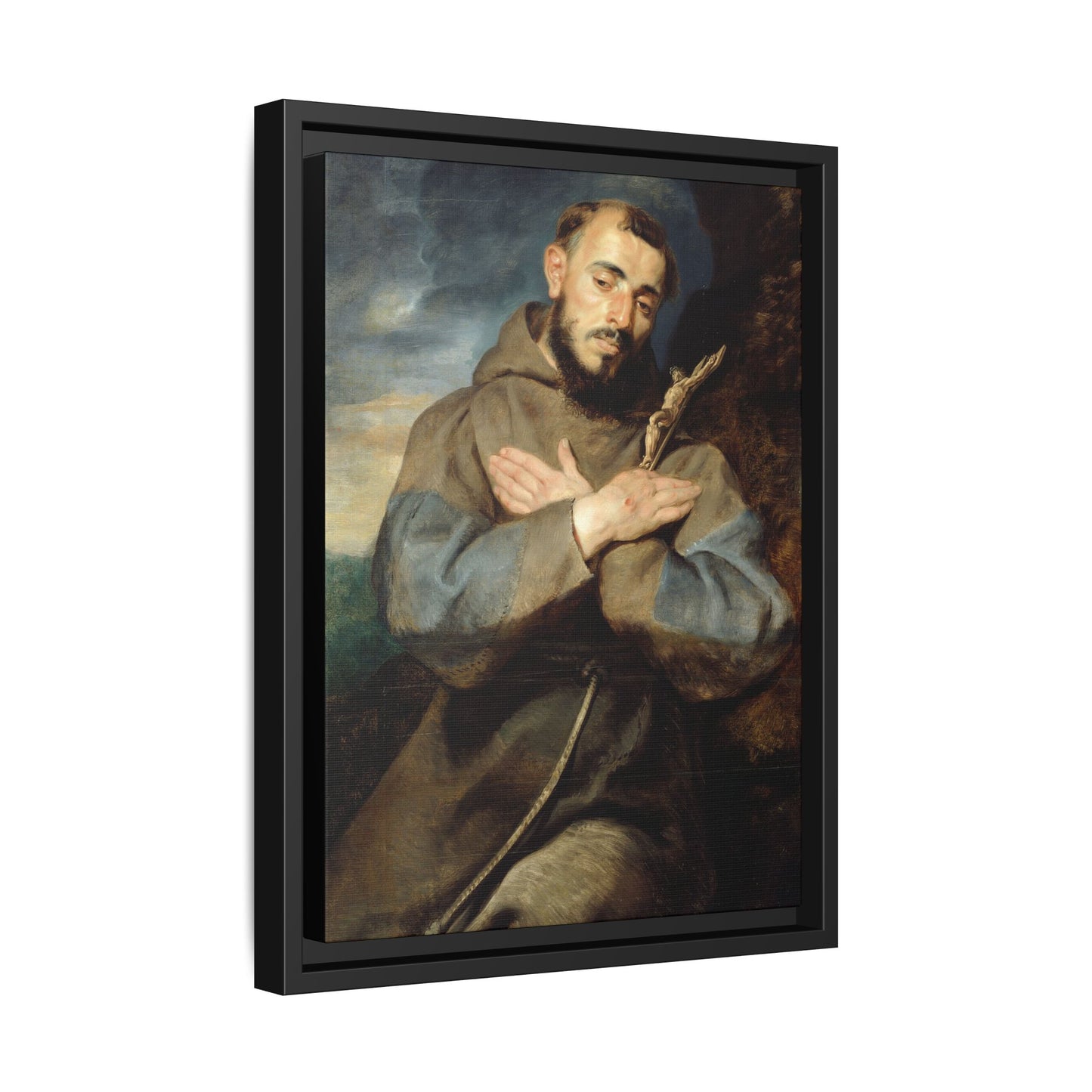 Saint Francis – Renaissance/Baroque Portrait. Classical. Matte. Framed canvas.